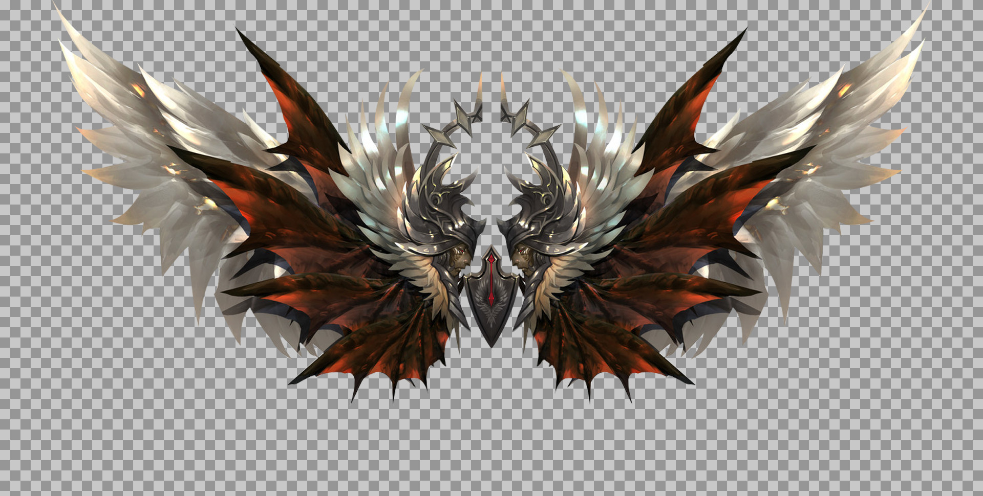 Fantasy Crest PNG | Angel & Demon Wings Emblem | Epic Game Art
