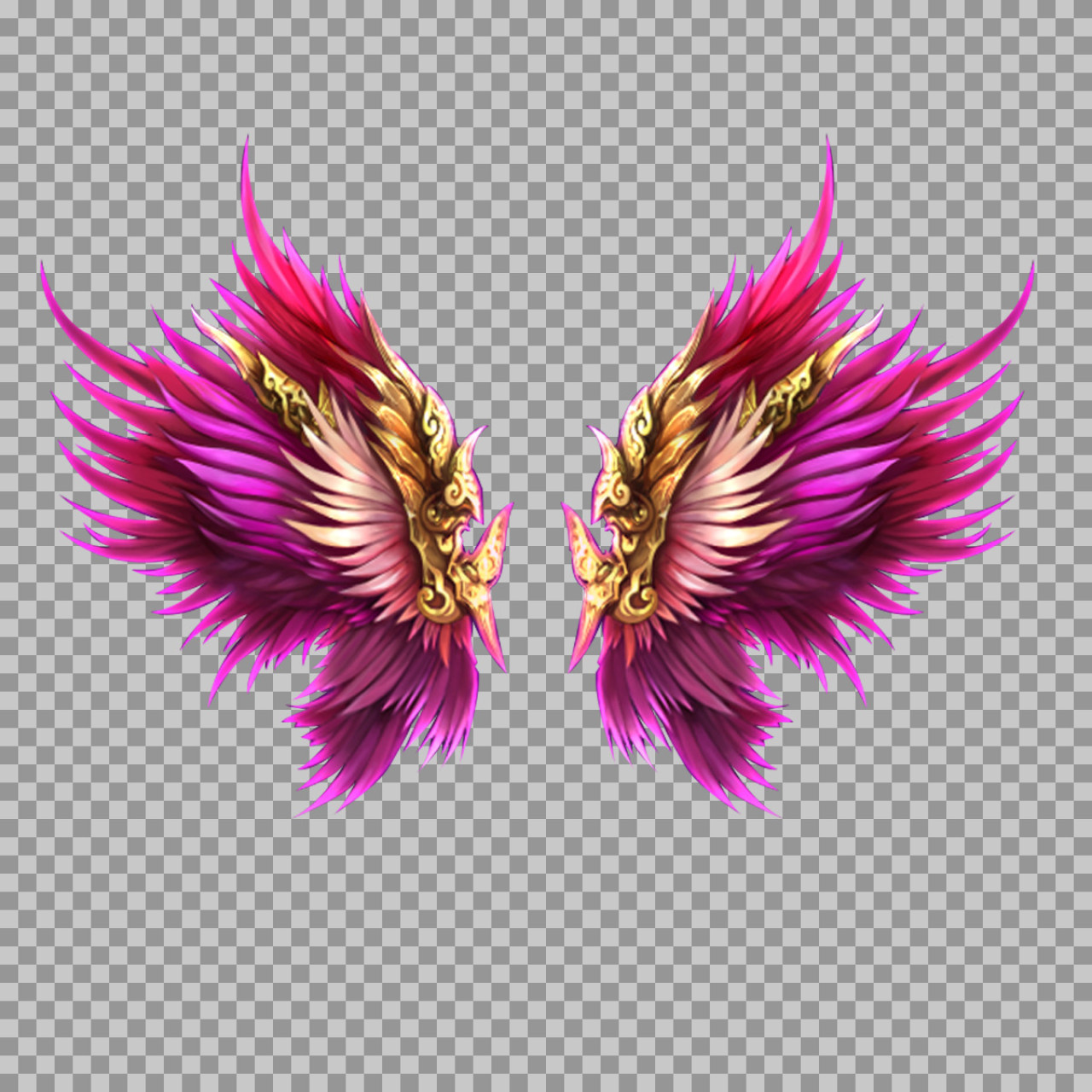 Pink and Gold Fantasy Wings PNG | Magical Game Asset