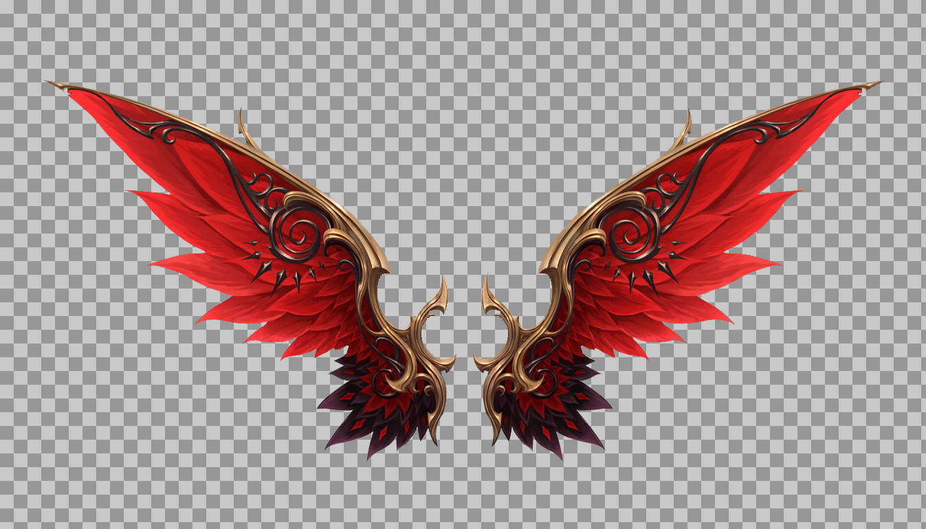 Ornate Red Fantasy Wings PNG | Digital Art & Game Asset