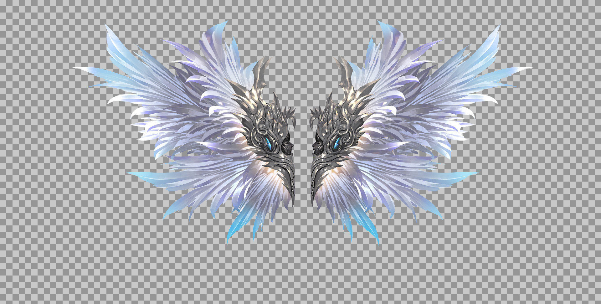 Fantasy Angel Wings PNG | Silver & Icy Blue Design