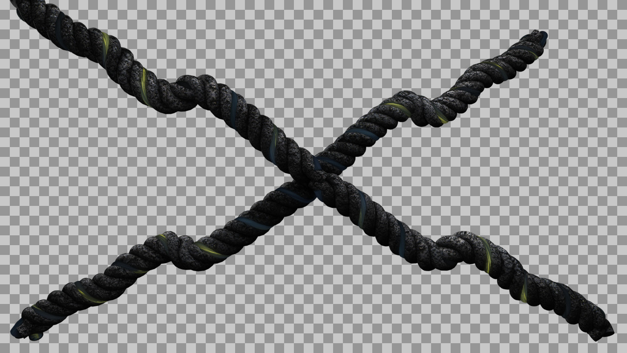Realistic Crossed Black Rope PNG | 3D Twisted Cord X Shape...