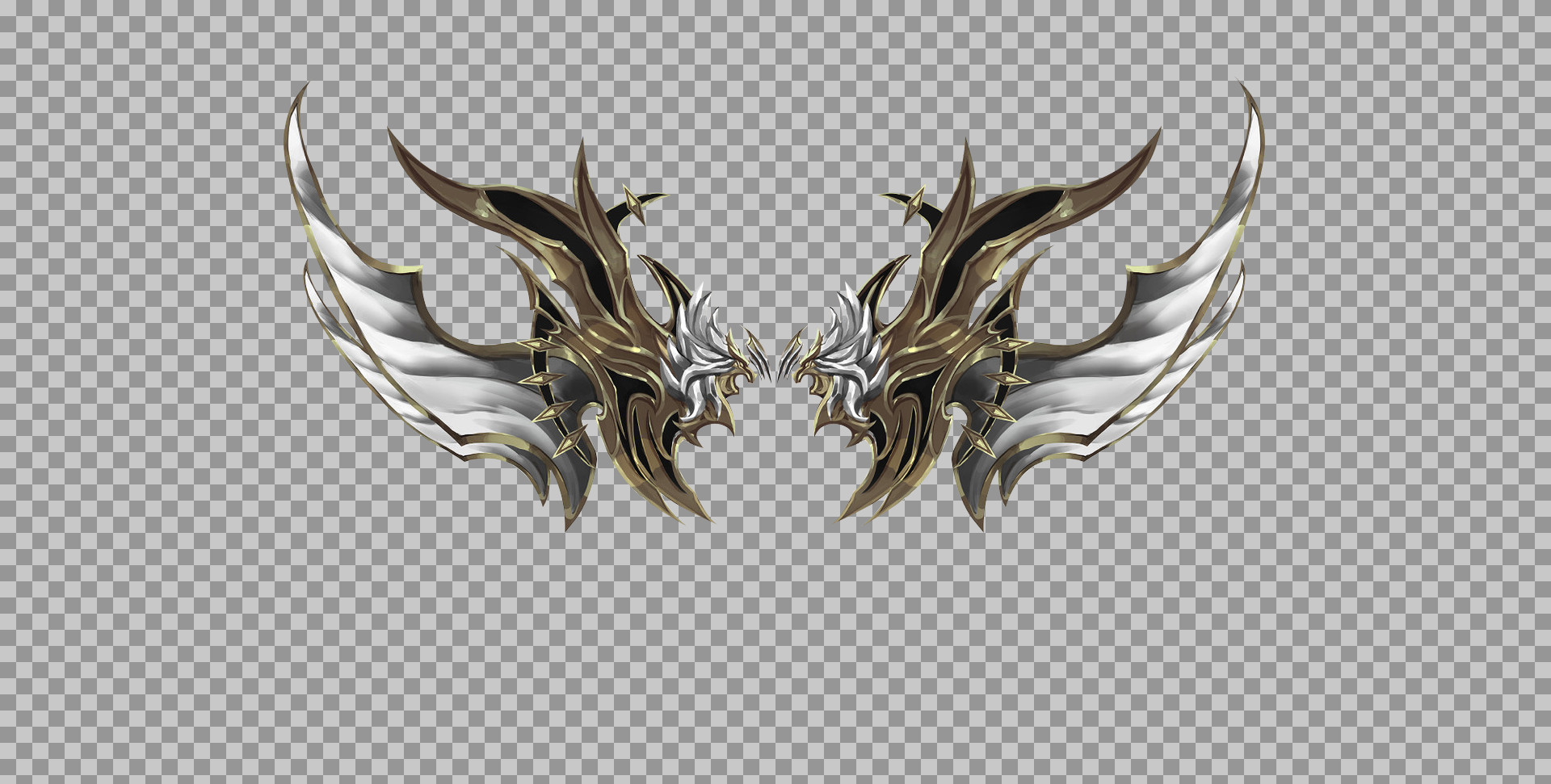 Fantasy Armor Wings PNG | Gold & Silver Metallic Gaming Asset