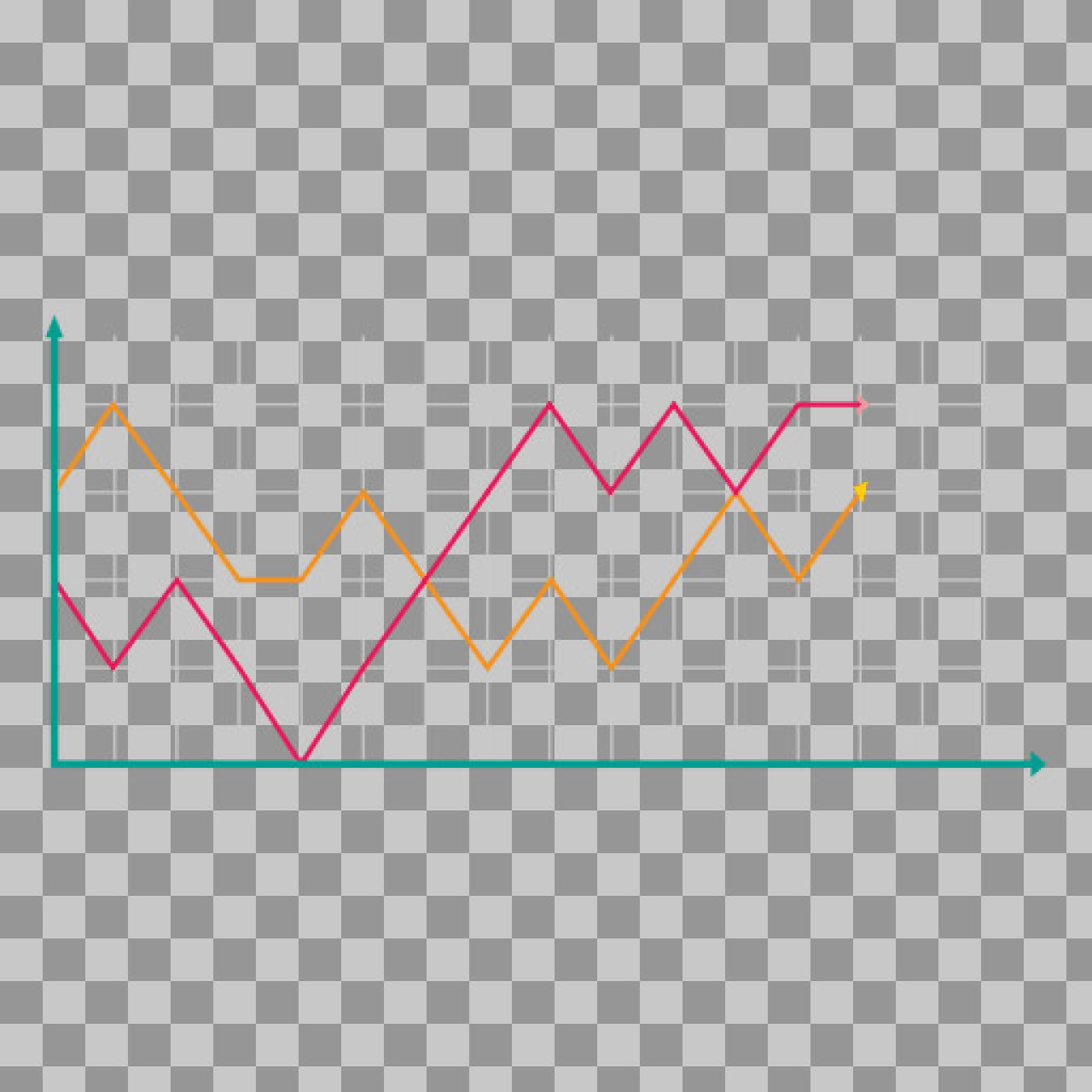Double Line Graph Chart Icon - Business & Analytics Vector PNG