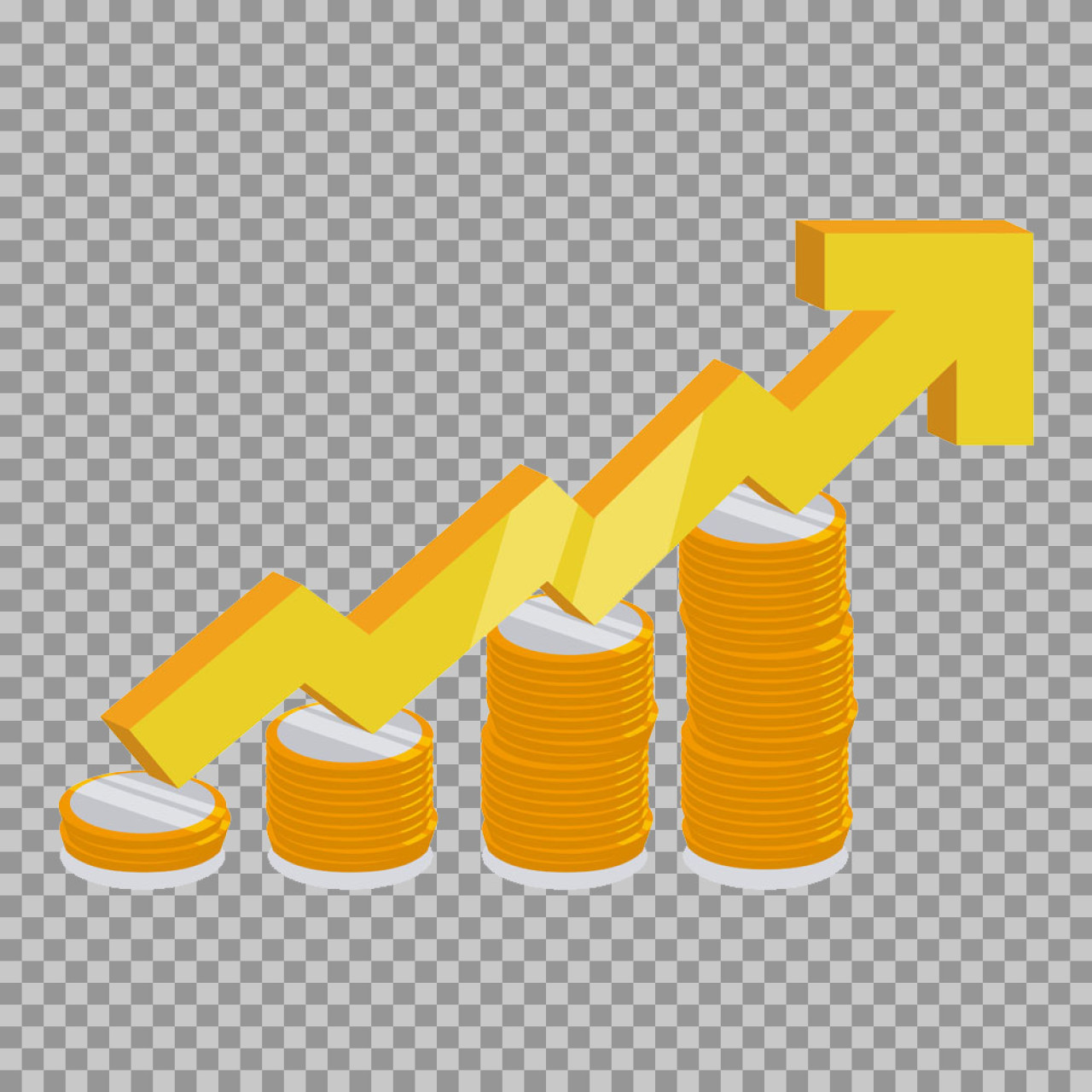 Financial Growth Chart PNG - Gold Coin Stacks & Upward Arrow...