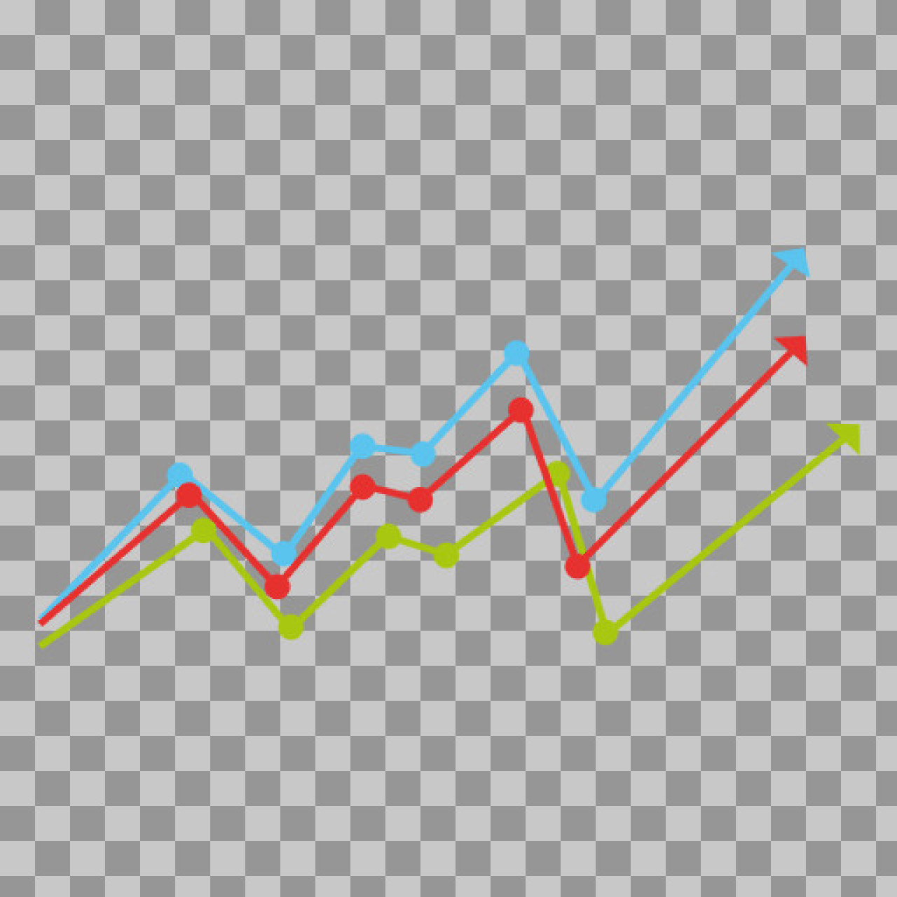 Triple Line Graph PNG - Multi-Color Business Growth Chart