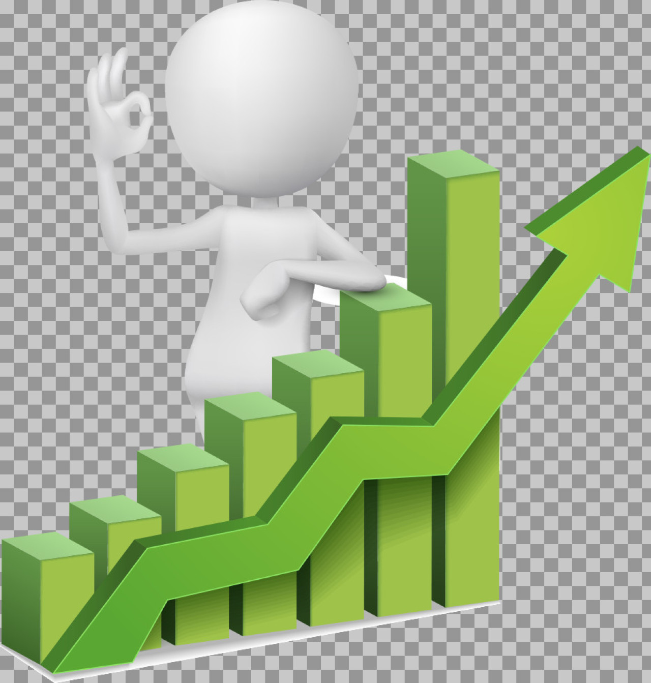 3D Stick Figure with Growth Chart | Business Success PNG