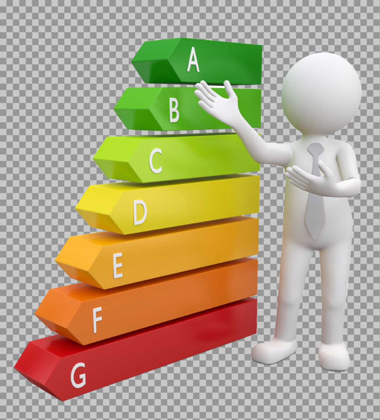 Energy Efficiency Rating PNG | 3D Man & Chart Graphic