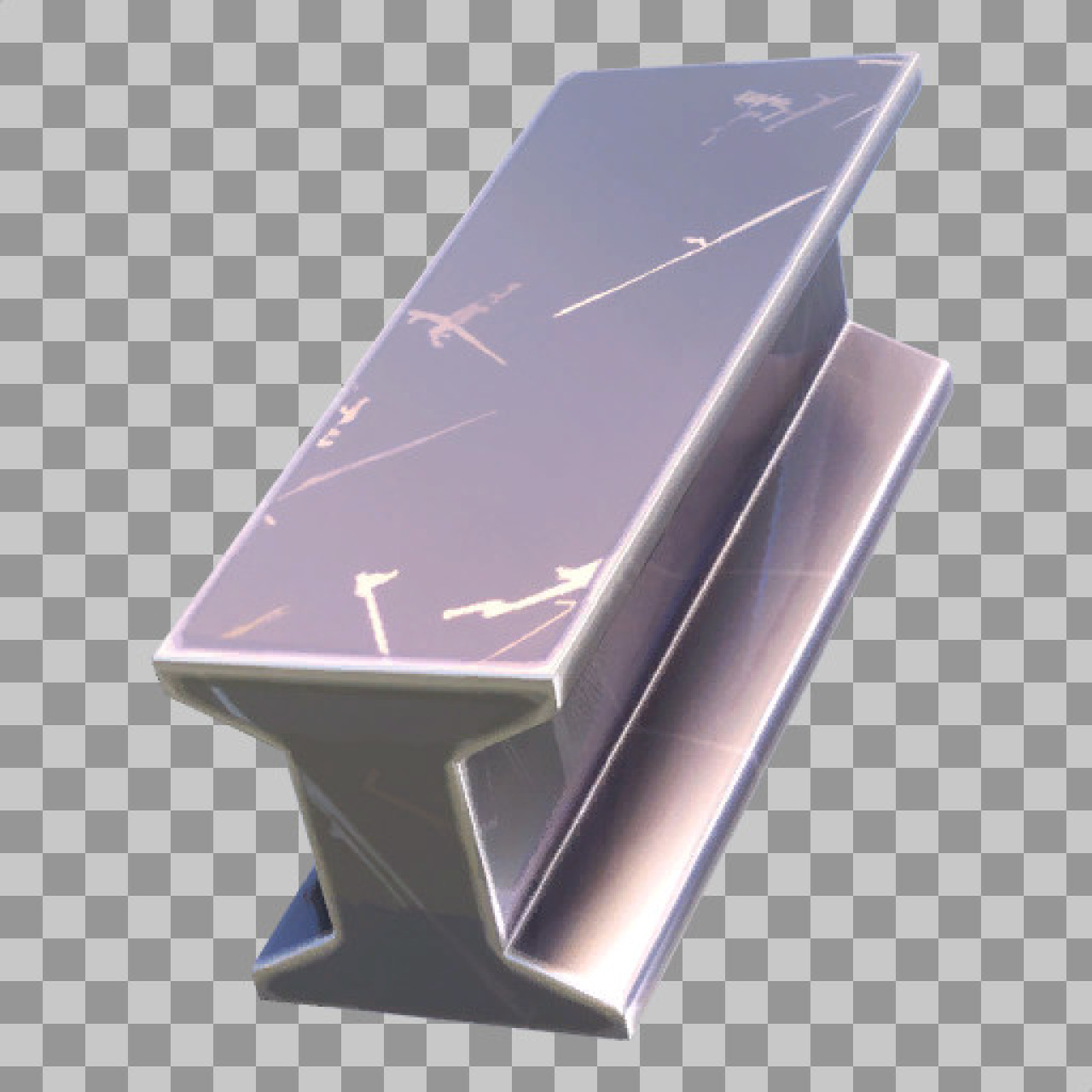 Stylized Metal I-Beam PNG - Steel Ingot Game Asset