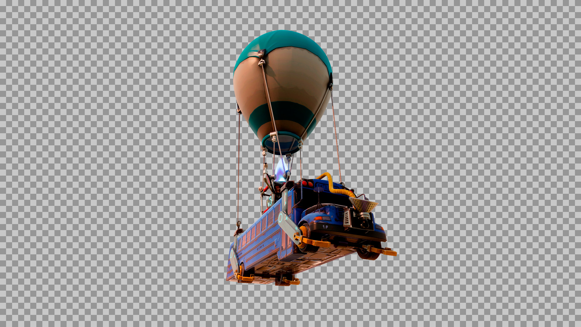 Fortnite Battle Bus PNG - Flying School Bus with Balloon