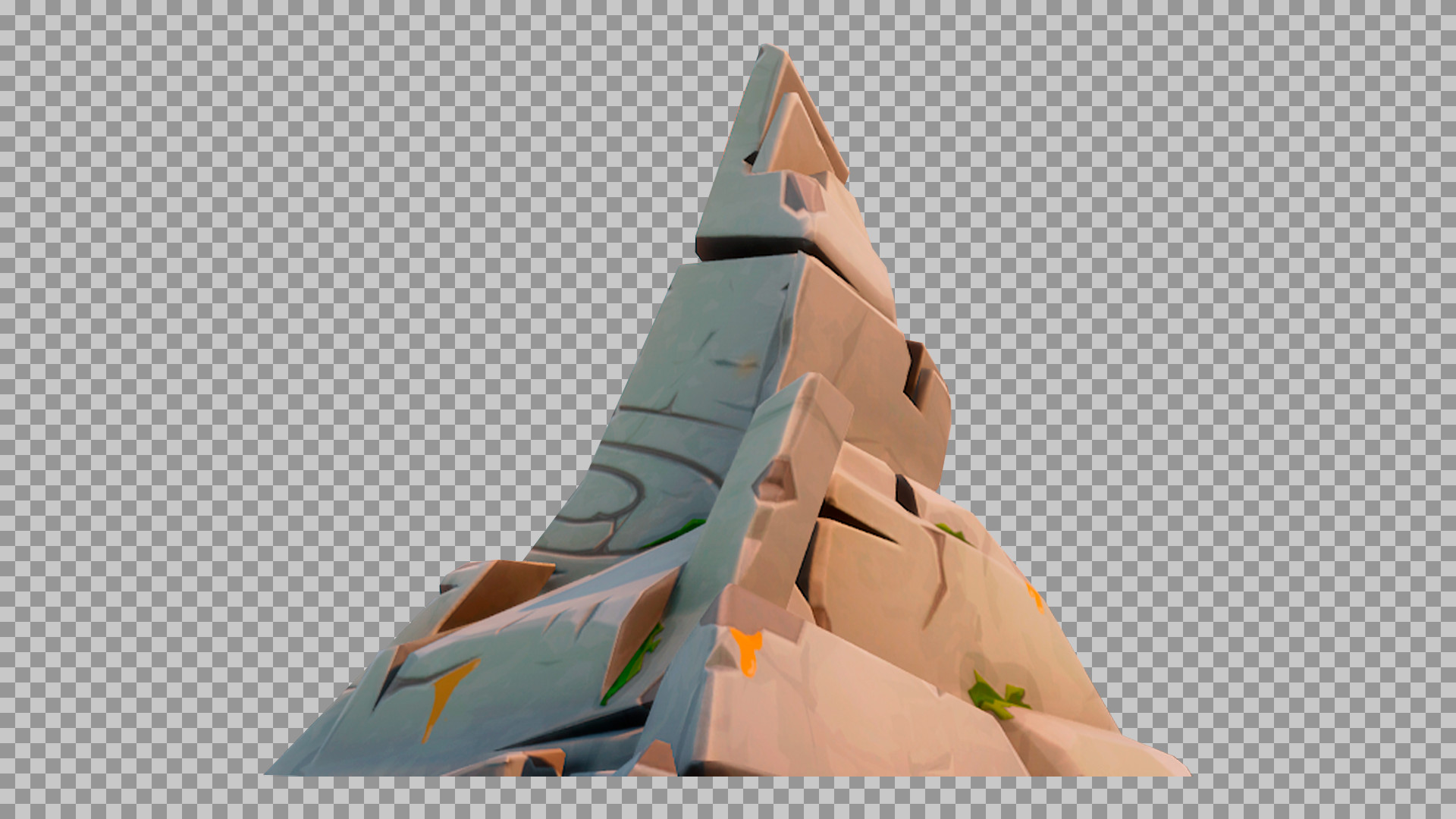 Stylized Low-Poly Rock Peak PNG - Transparent Game Art Asset