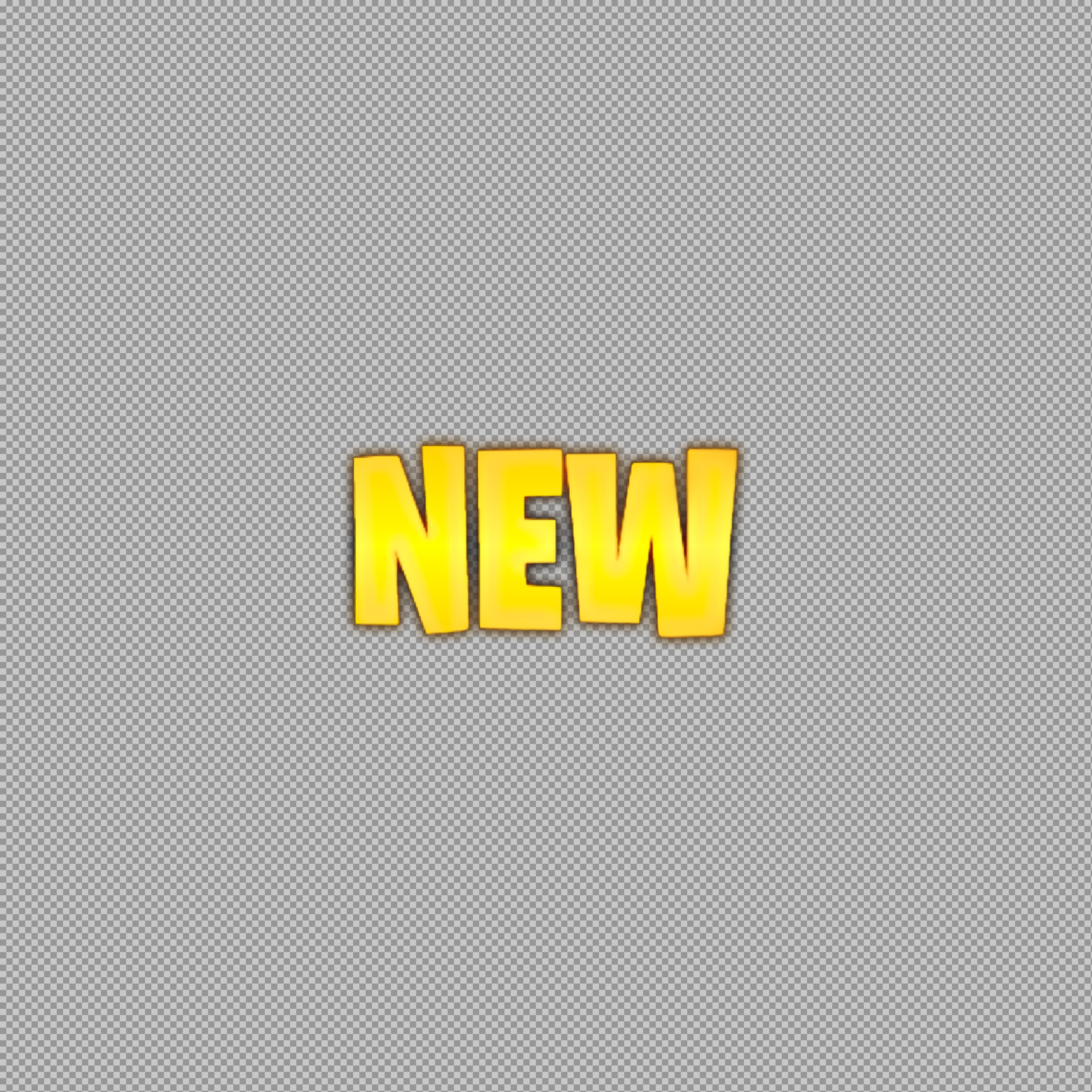 3D Yellow "NEW" Text PNG | Transparent Cartoon Typography