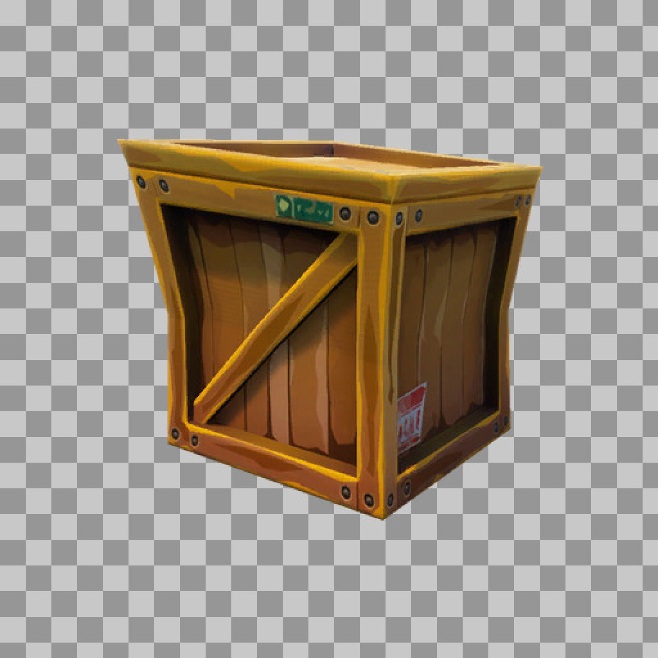 Stylized Wooden Crate PNG | Cartoon Loot Box & Game Asset