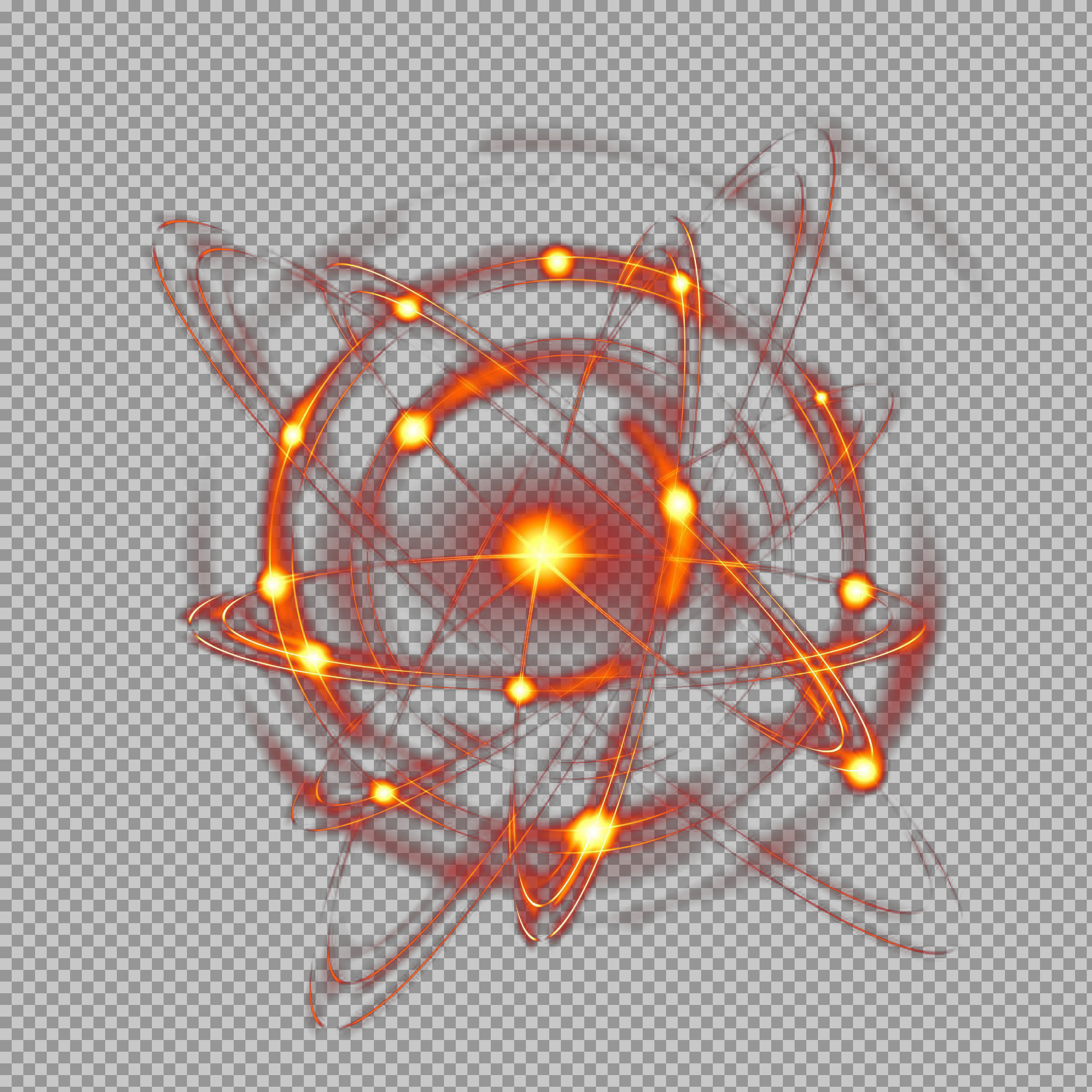 Glowing Orange Atom PNG - Abstract Nuclear Energy & Science Overlay...