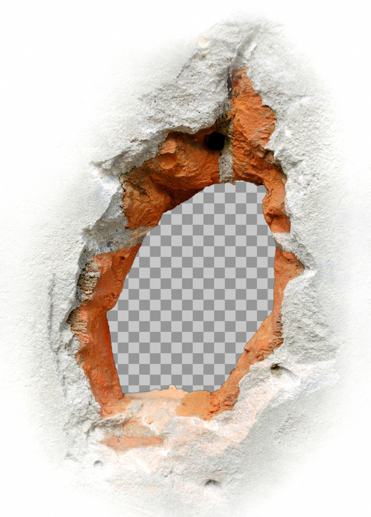 Broken Brick Wall Hole PNG - Realistic Concrete Frame Overlay