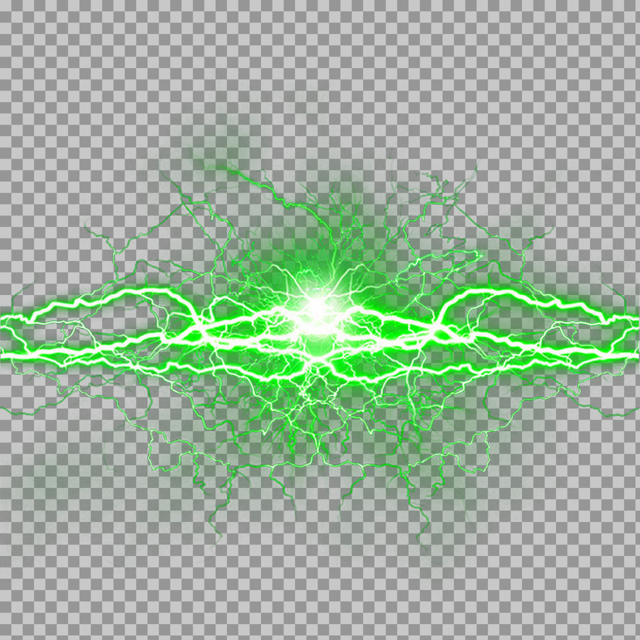 Green Plasma Energy Burst PNG | Sci-Fi Lightning VFX