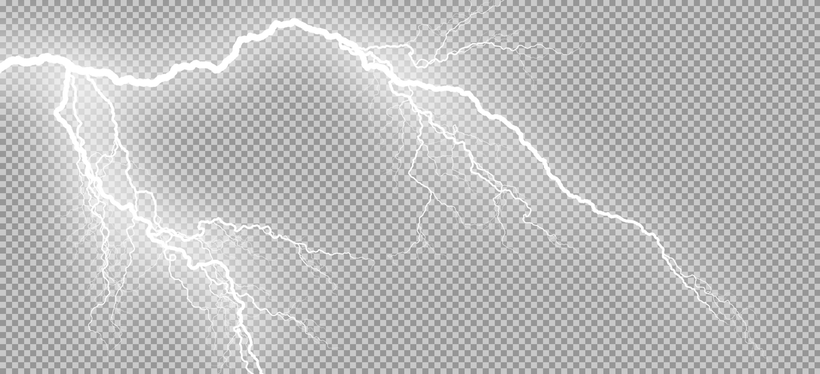 Realistic White Lightning Bolt PNG | Transparent Background Storm Overlay