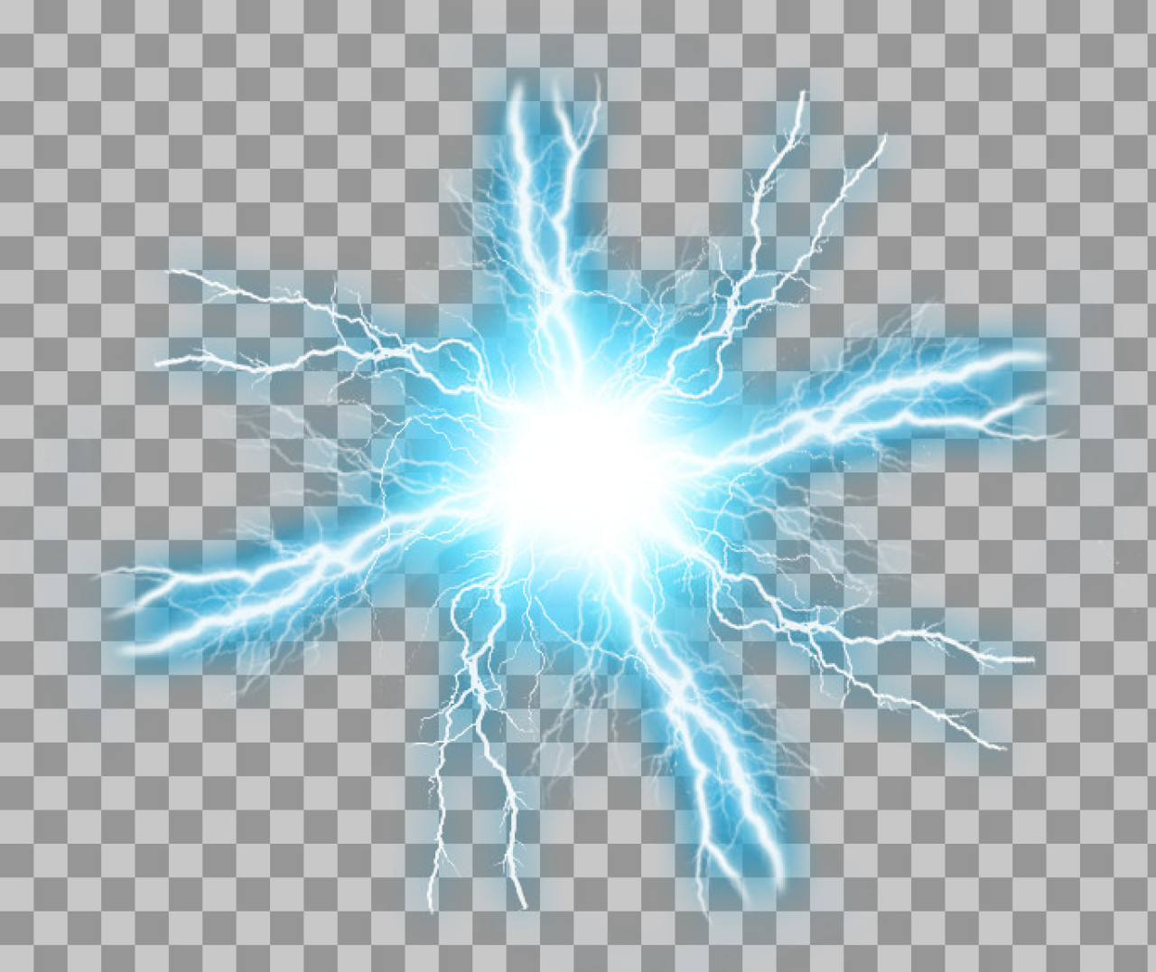 Blue Electric Energy Burst PNG - Lightning Starburst Overlay