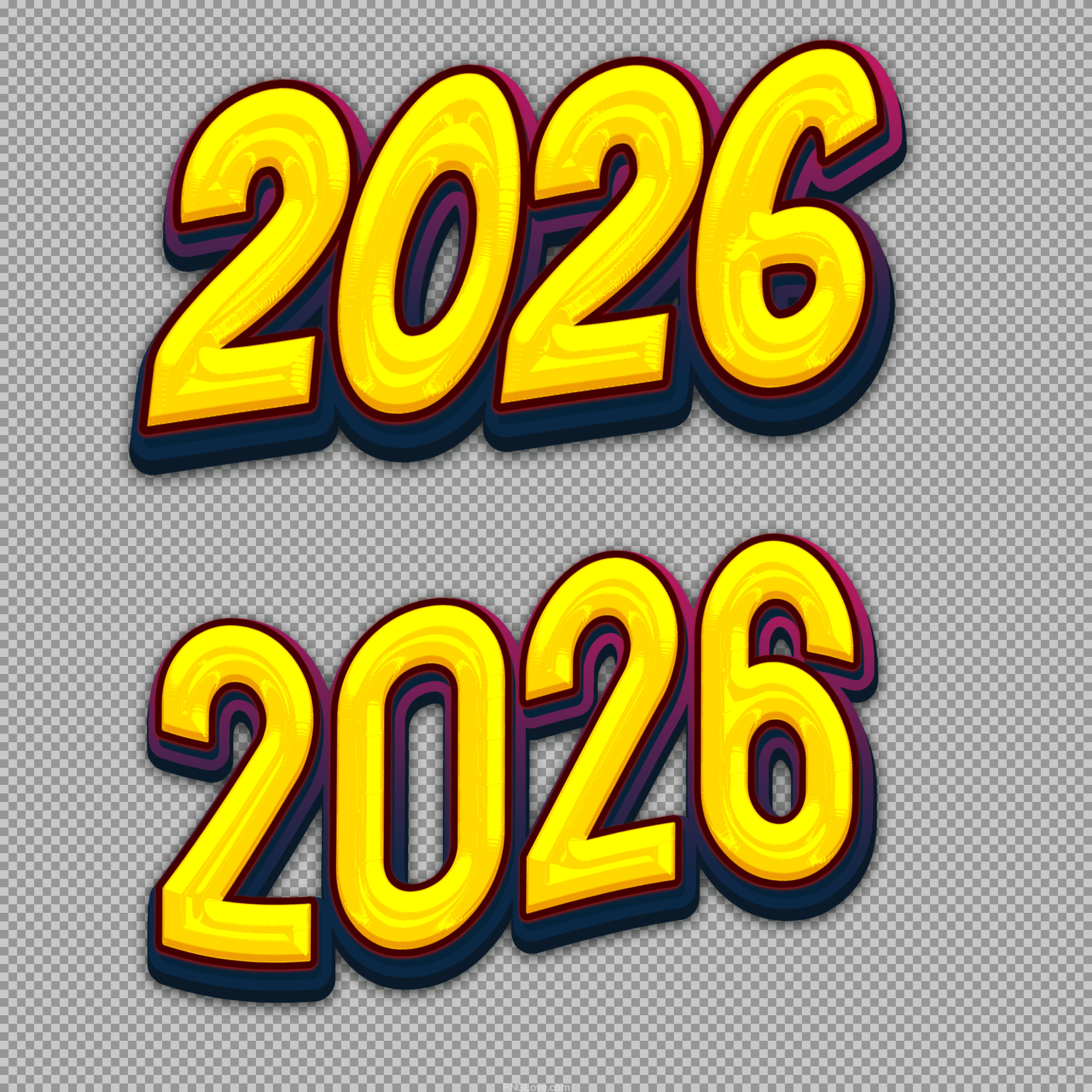 Free 2026 PNG | Golden 3D Text for New Year 2026