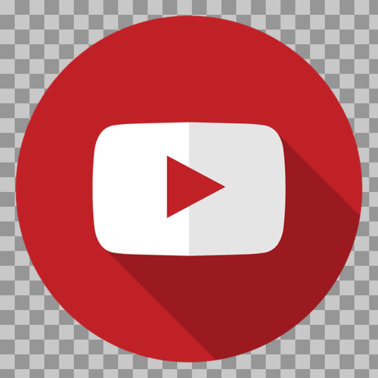 YouTube Icon PNG - Red Circular Logo with Long Shadow