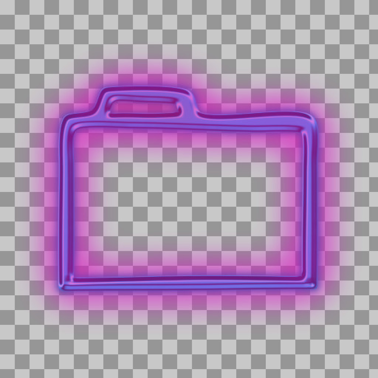 Neon Purple Folder Icon PNG Download - Glowing UI Graphic
