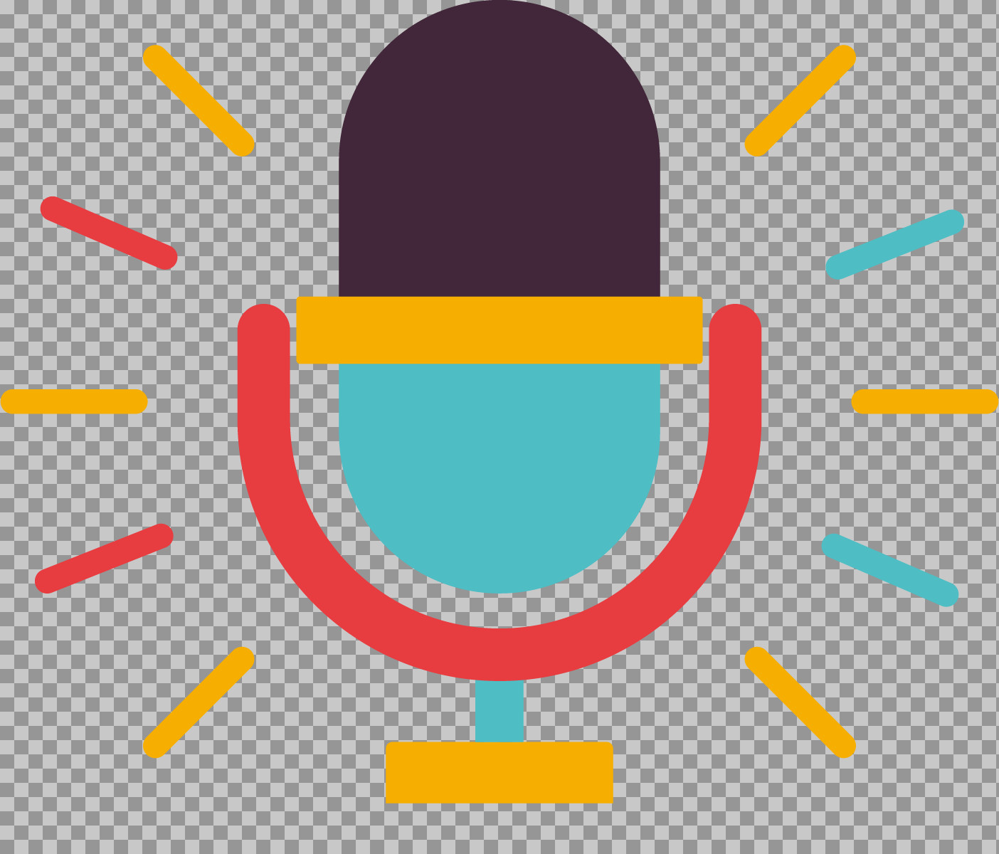 Colorful Podcast Microphone Icon PNG | Vintage Radio Graphic