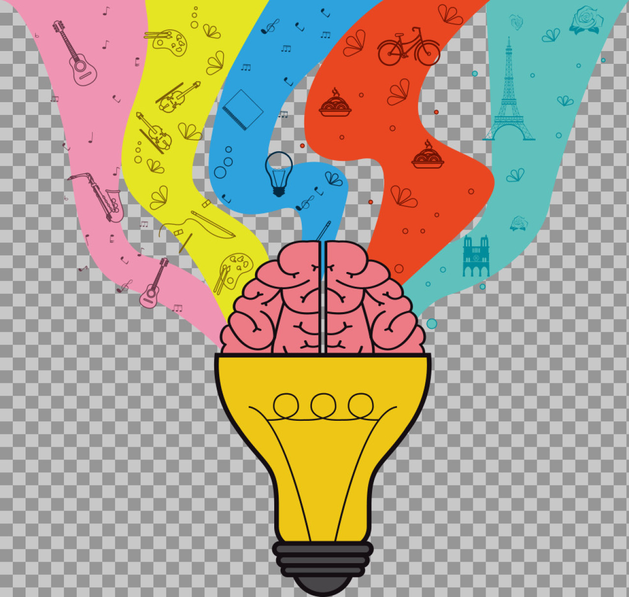 Creative Brain Lightbulb PNG | Illustration of Ideas & Hobbies