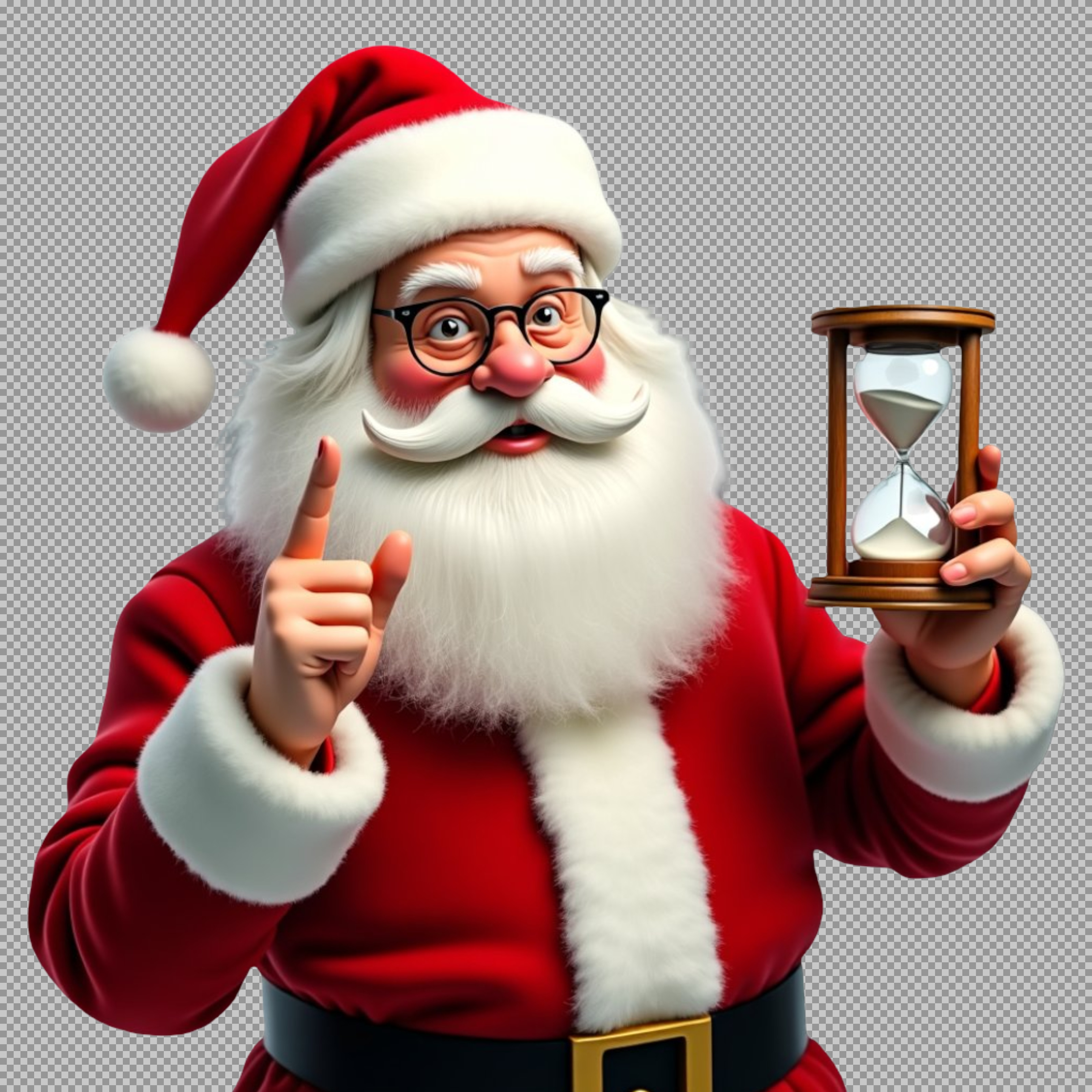 Santa Claus with Hourglass PNG | Christmas Countdown Image