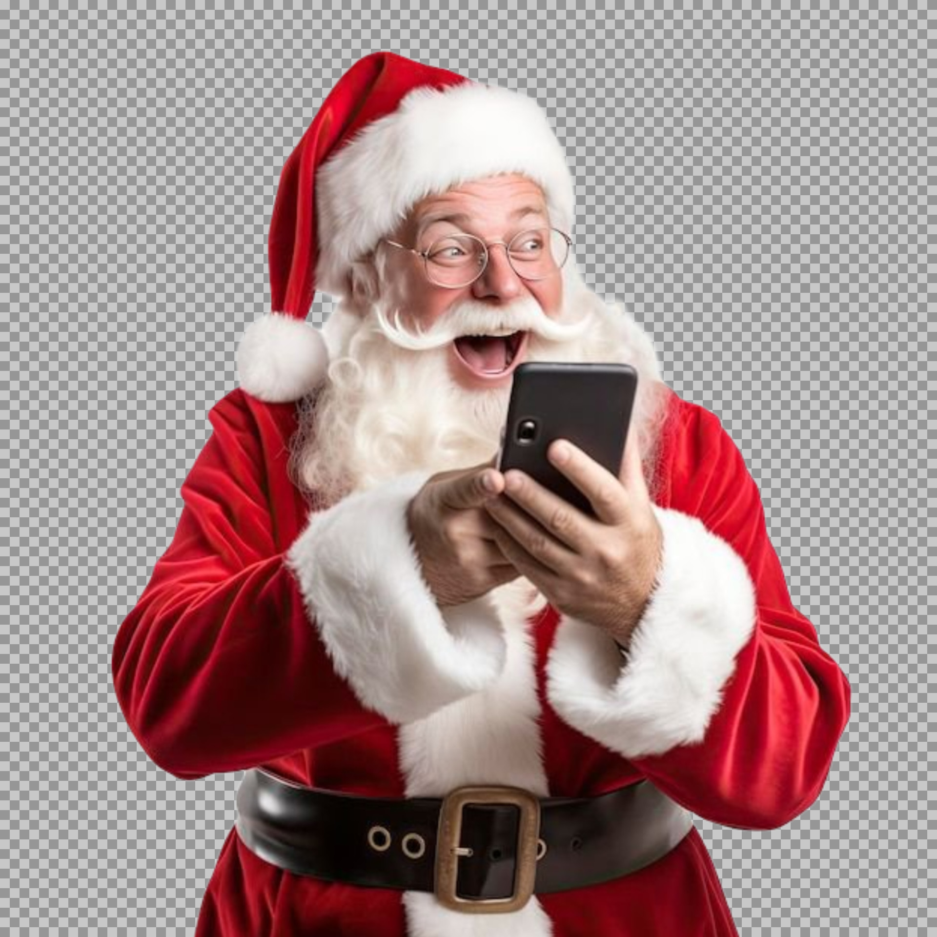 Santa on Phone PNG | Free Transparent Holiday Graphic...
