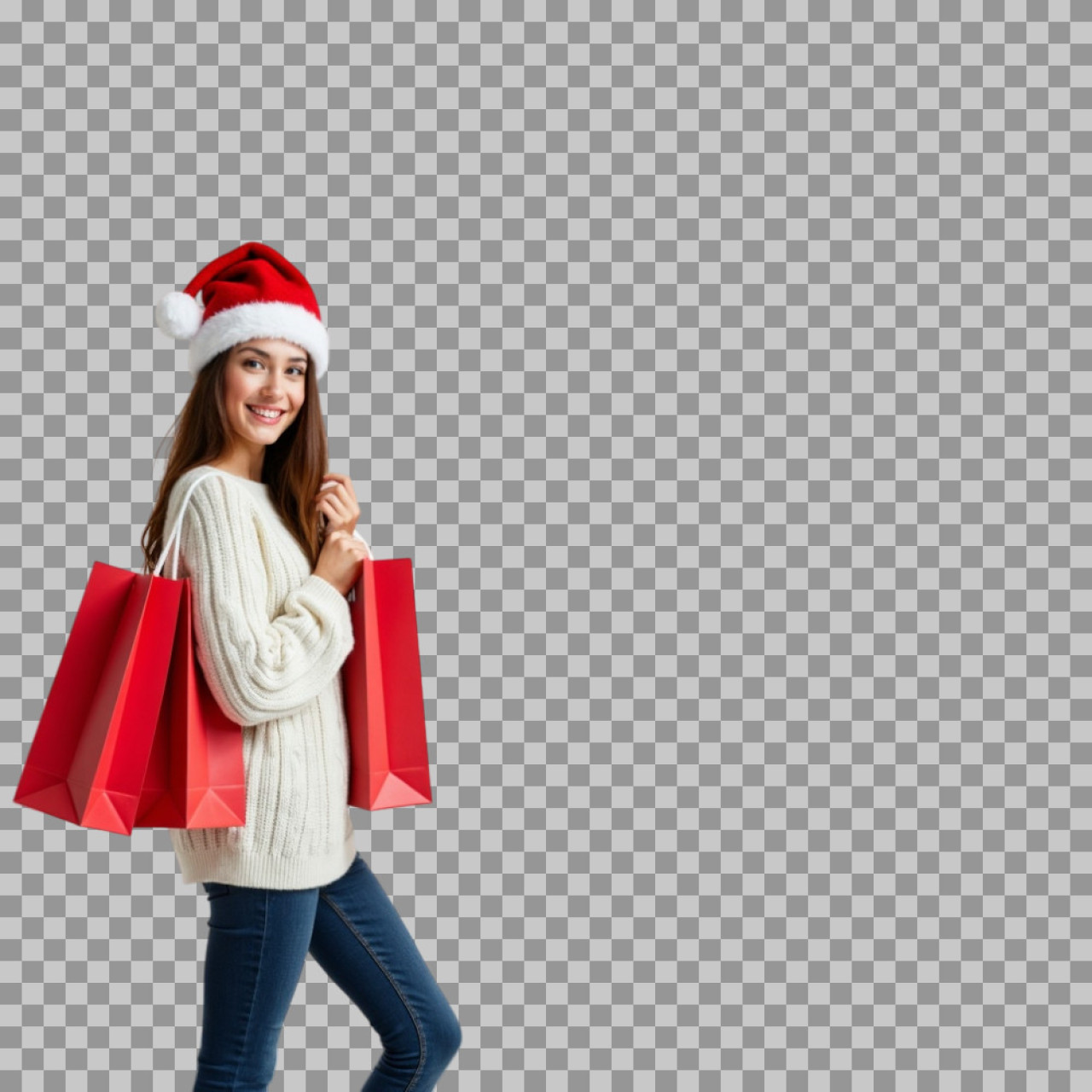 Woman Christmas Shopping PNG | Transparent Background