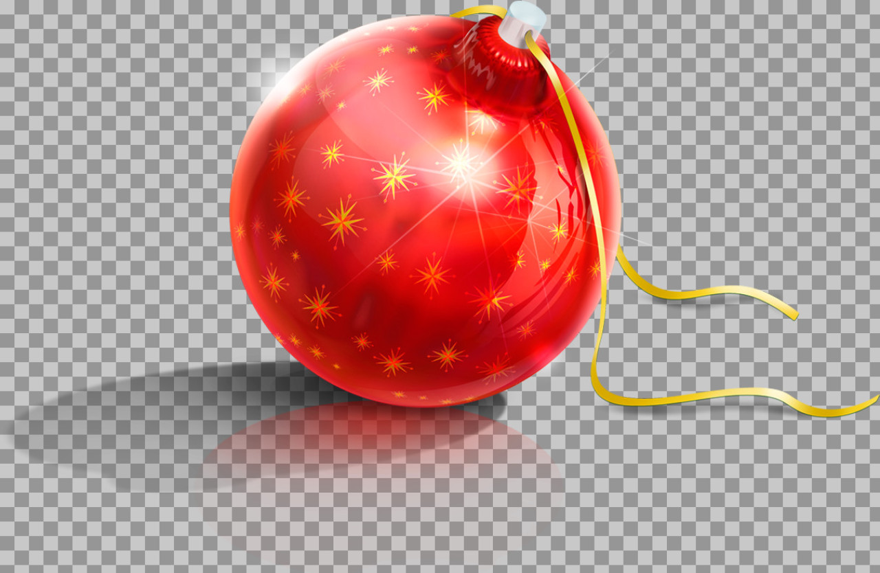 Shiny Red Christmas Ornament PNG | Gold Star Bauble