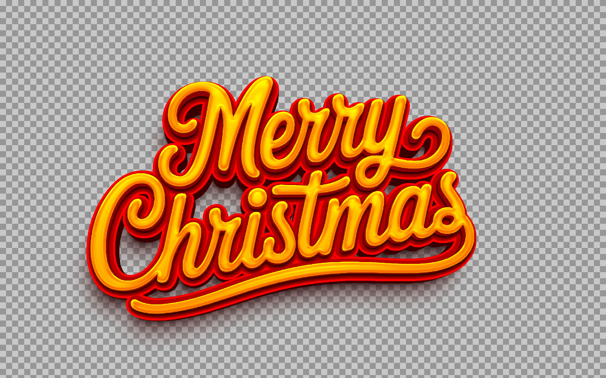 Merry Christmas Script PNG | Golden 3D Holiday Text