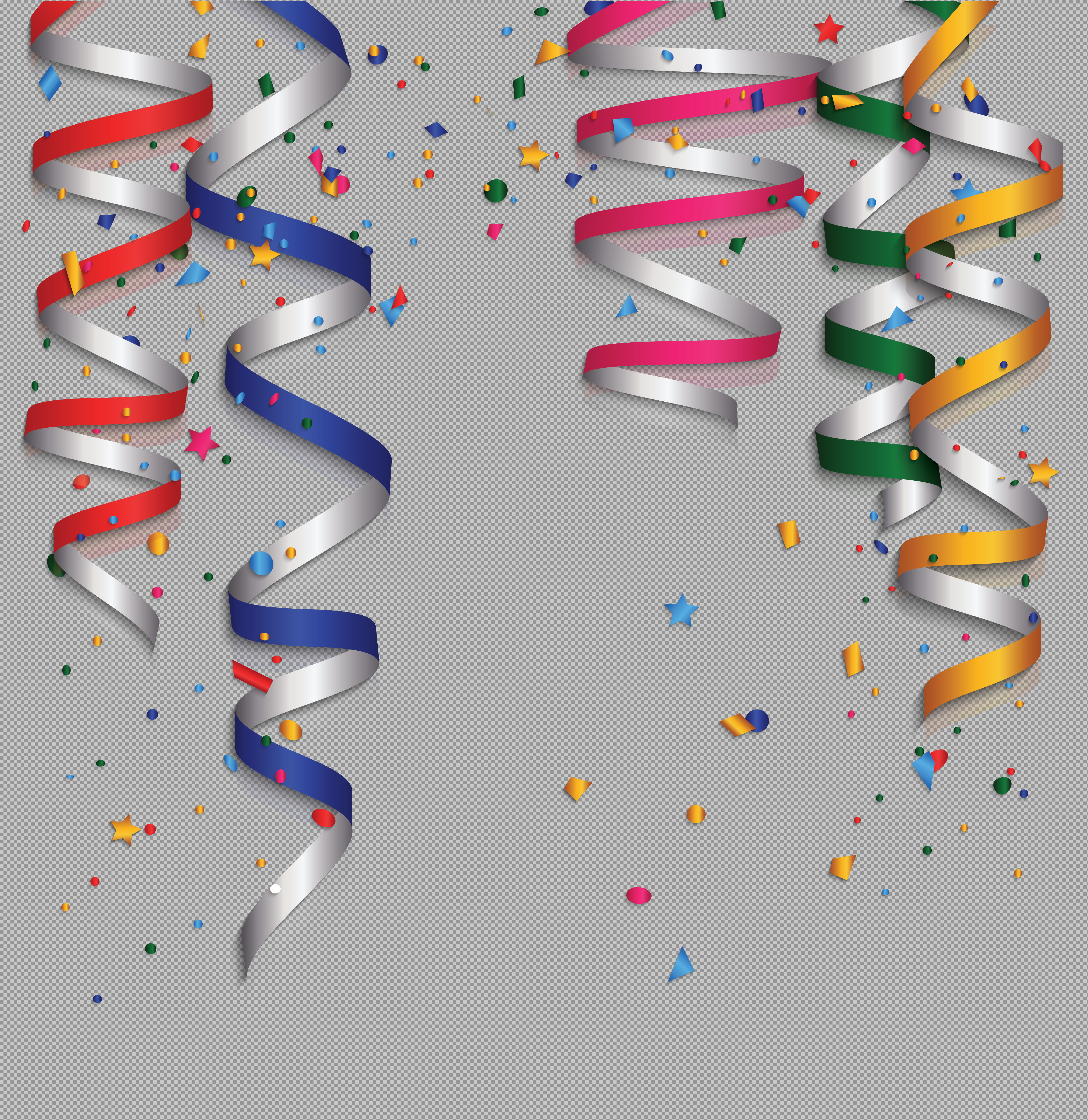 Festive Streamers and Confetti PNG | Party Overlay
