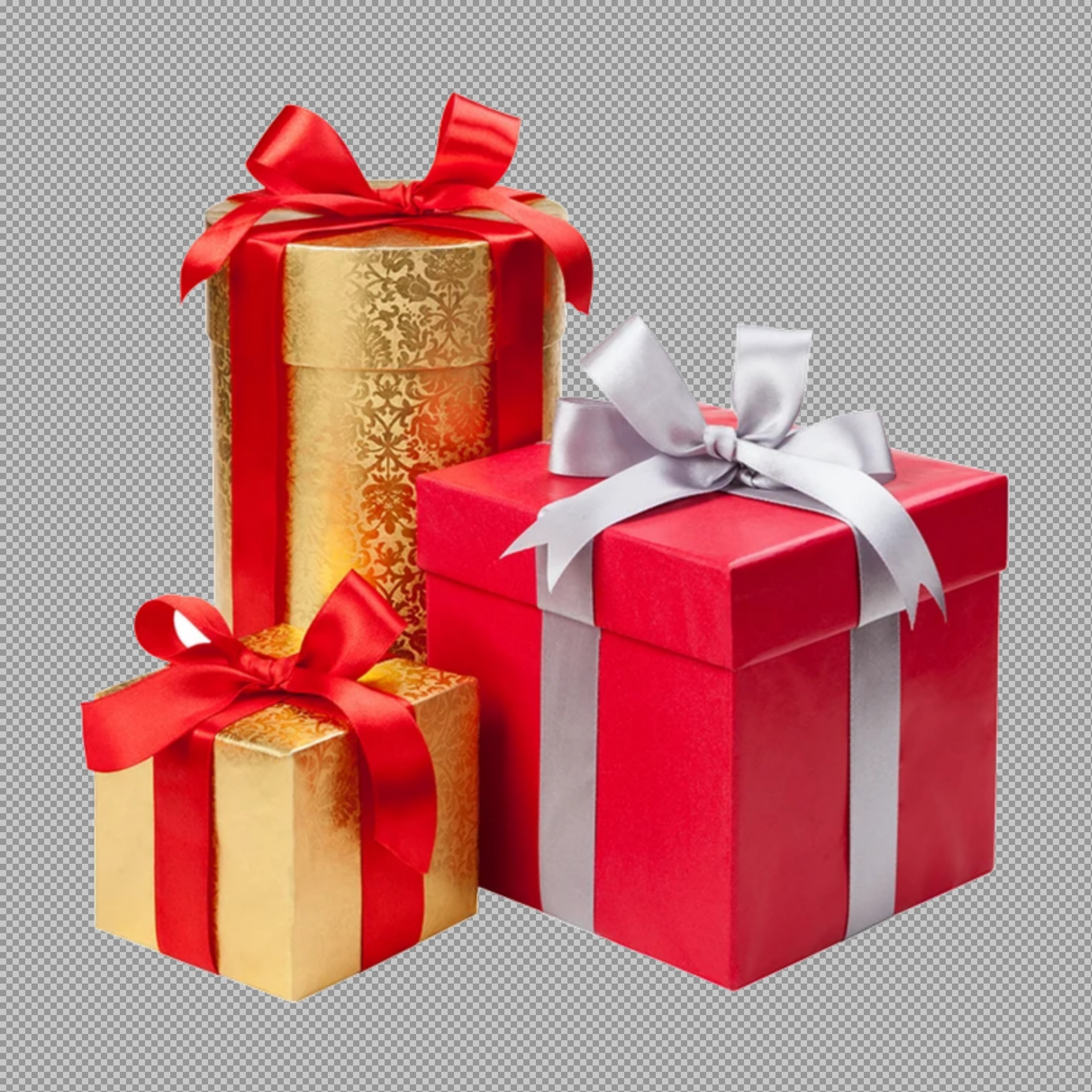 Red and Gold Gift Boxes PNG | Free Holiday Present Image