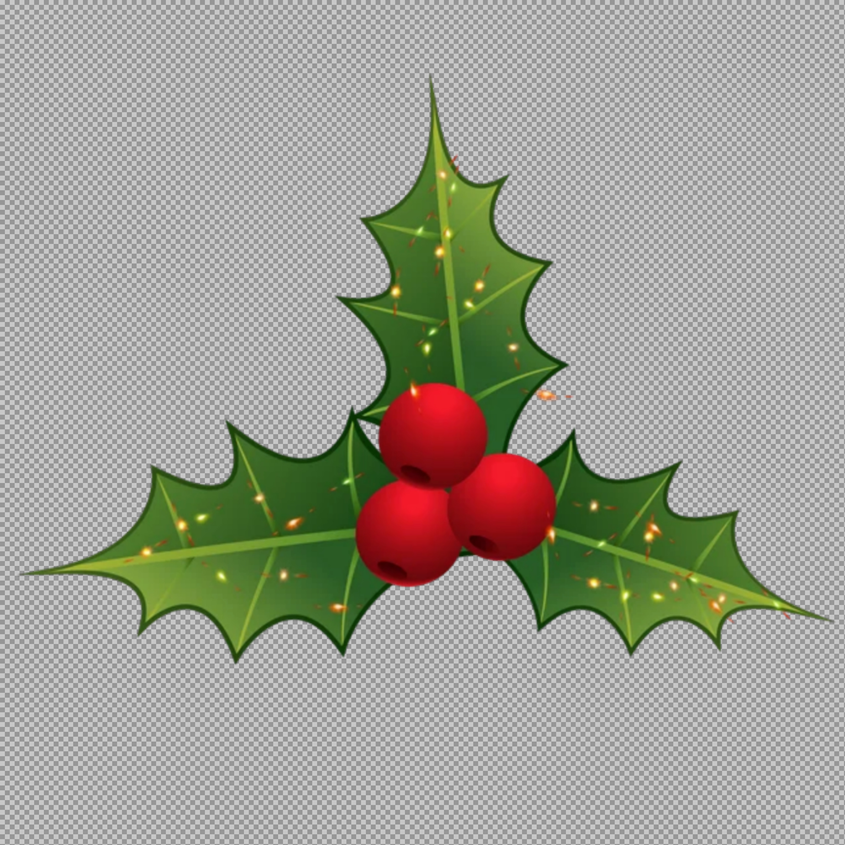 Christmas Holly with Lights PNG | Free Festive Holiday Clipart