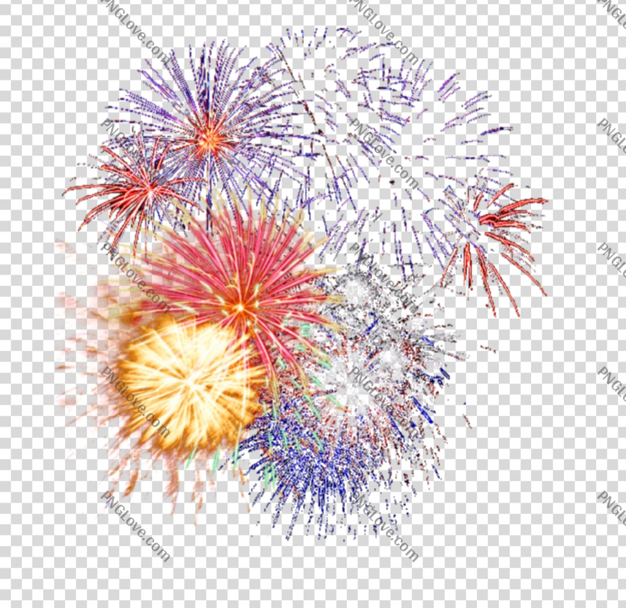 Colorful Fireworks PNG with Transparent Background