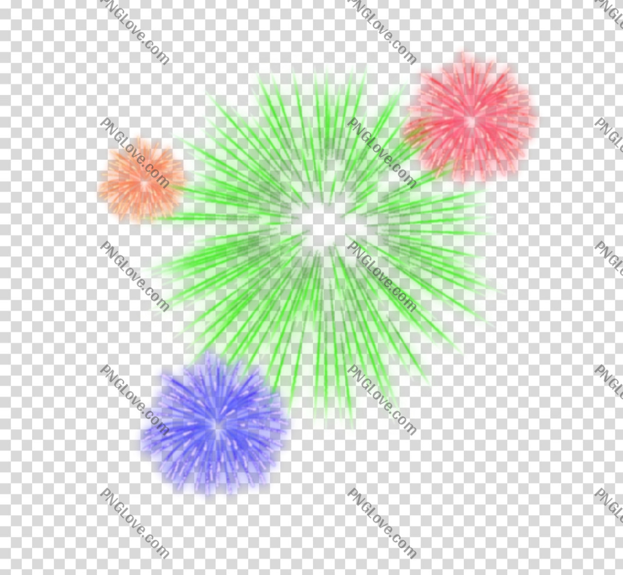 Multi-Color Fireworks Explosion PNG | Transparent Background Overlay
