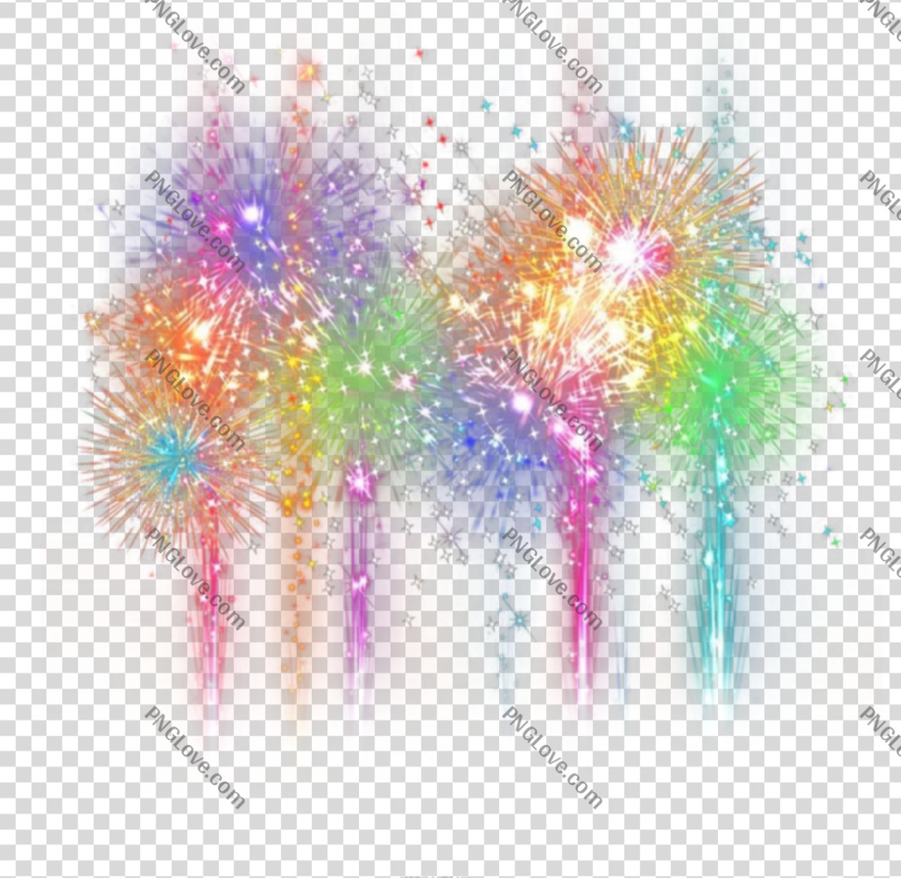 Colorful Fireworks Transparent PNG | Festive Clipart Overlay