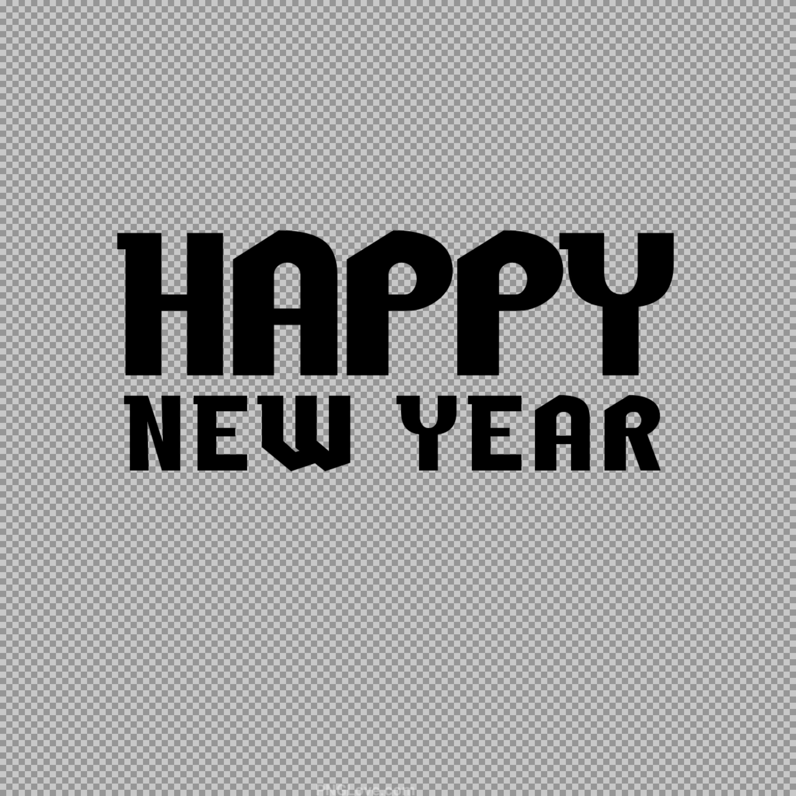 Happy New Year Bold Typography PNG - High-Quality Text Graphic