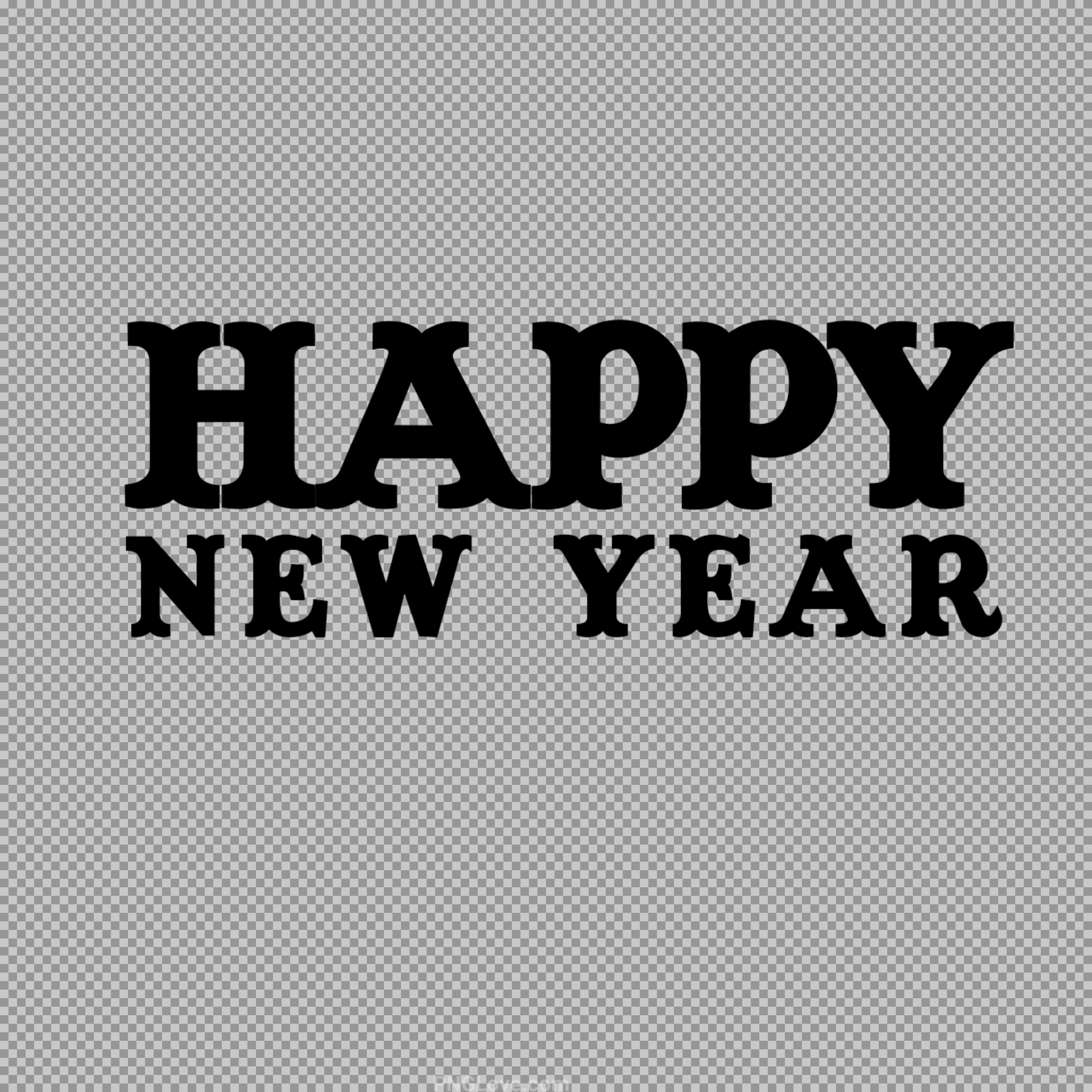 Happy New Year Vintage Typography PNG - Classic Holiday Text