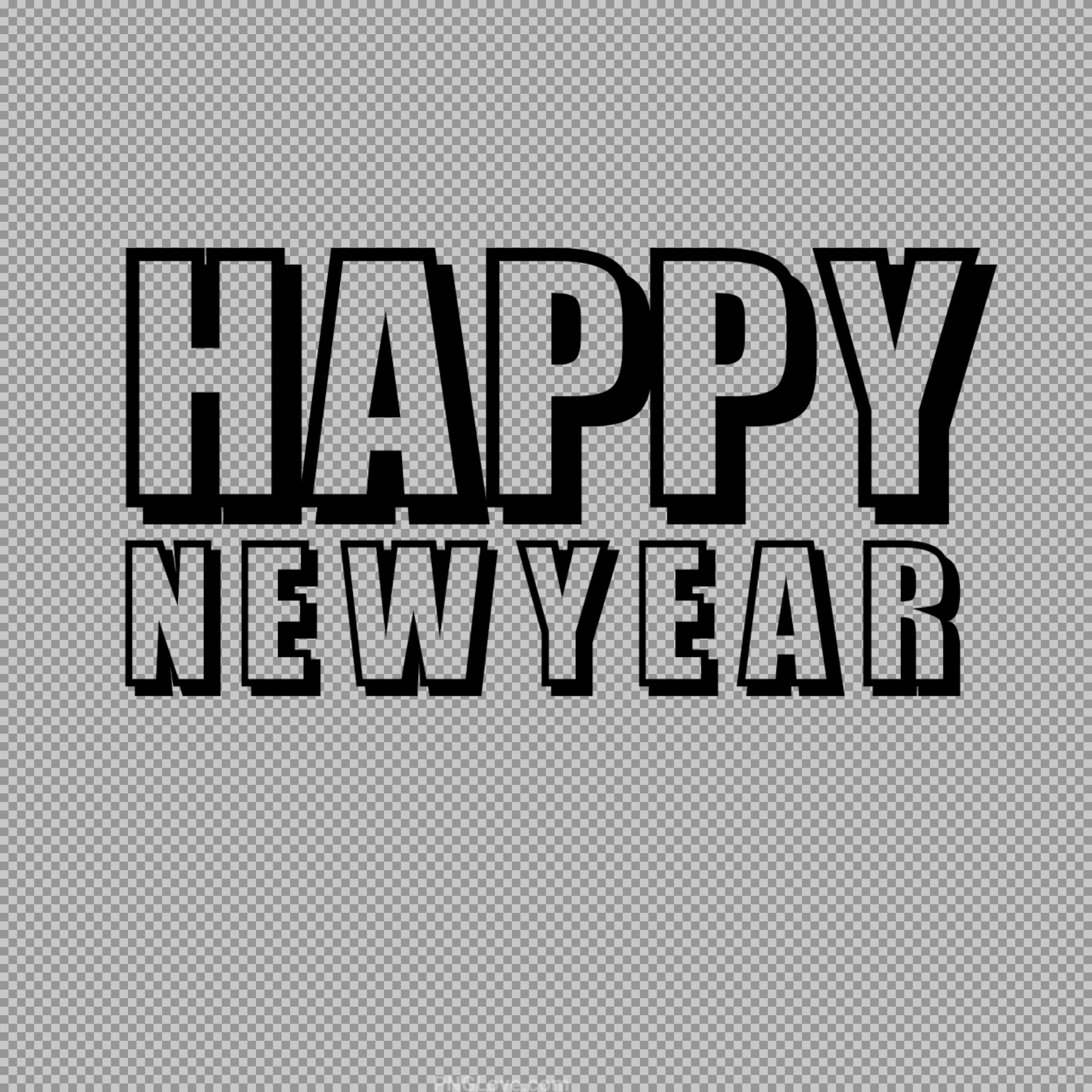 Happy New Year 3D Text PNG - Bold Shadow Typography...