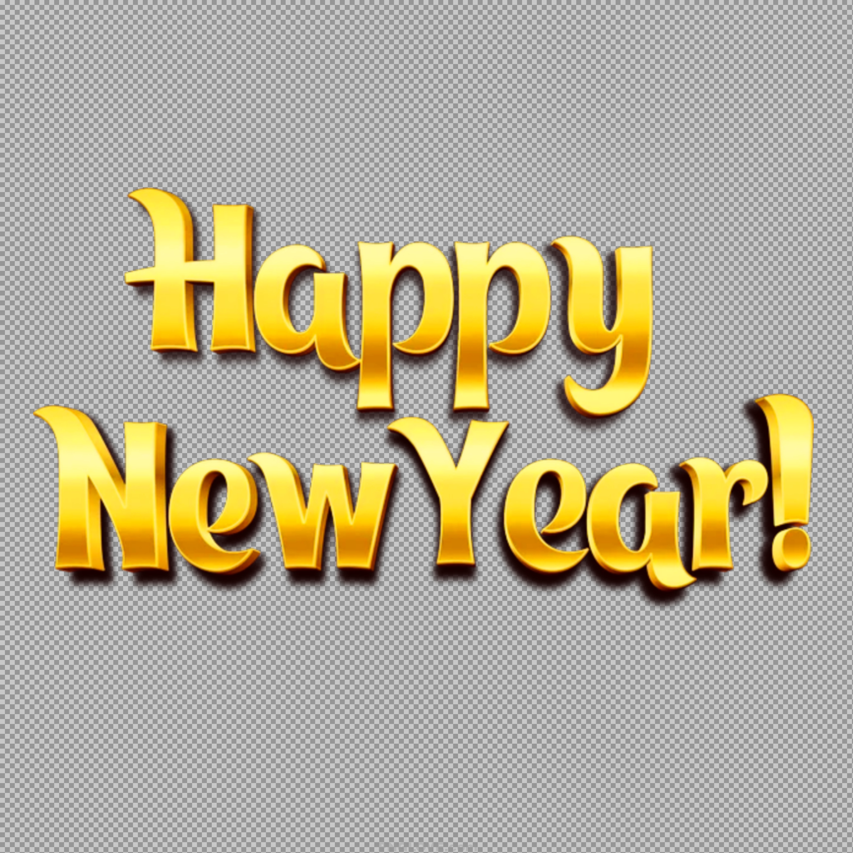 Happy New Year Gold 3D Text PNG - Shiny Holiday Typography