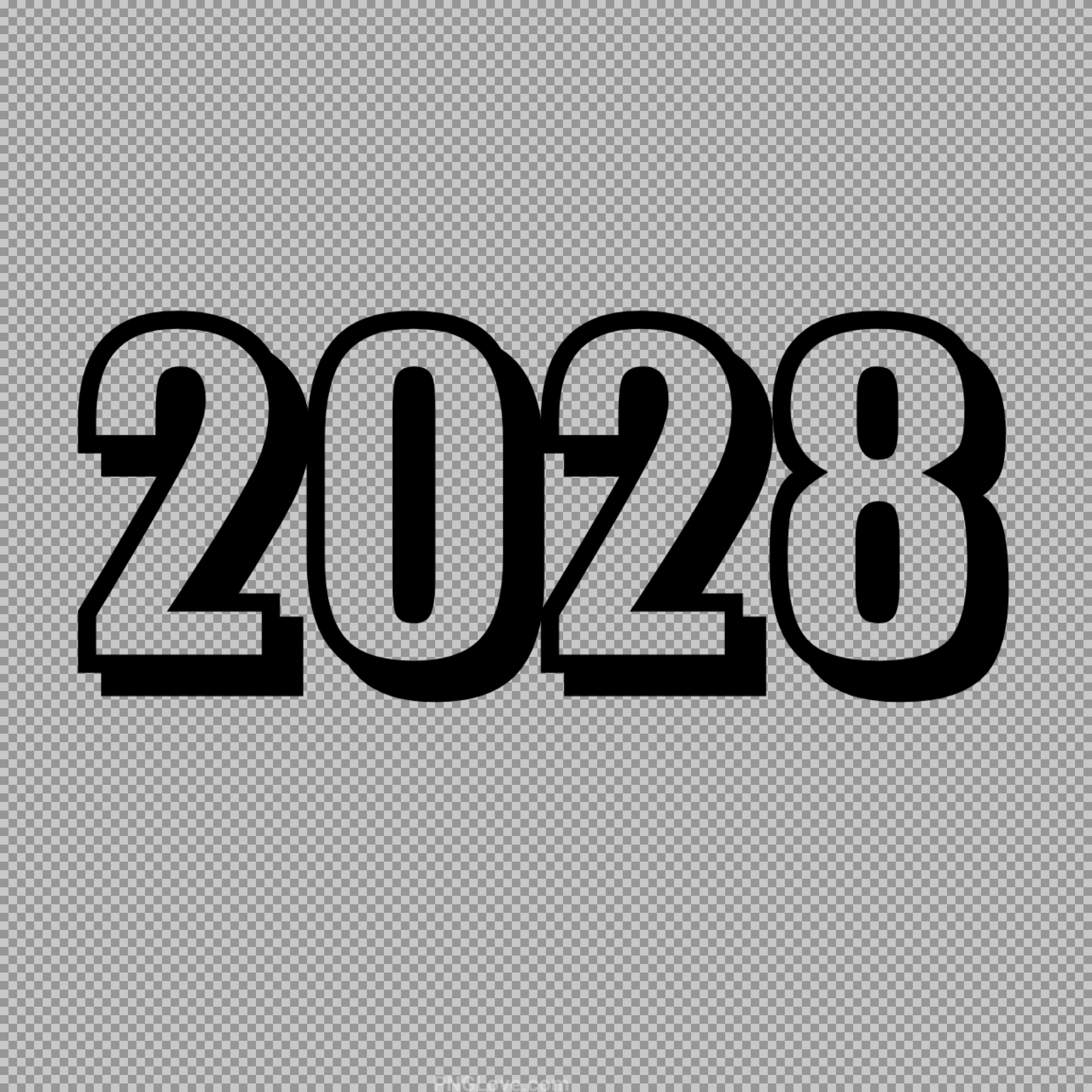 2028 Bold Typography PNG - New Year & Graduation Clipart