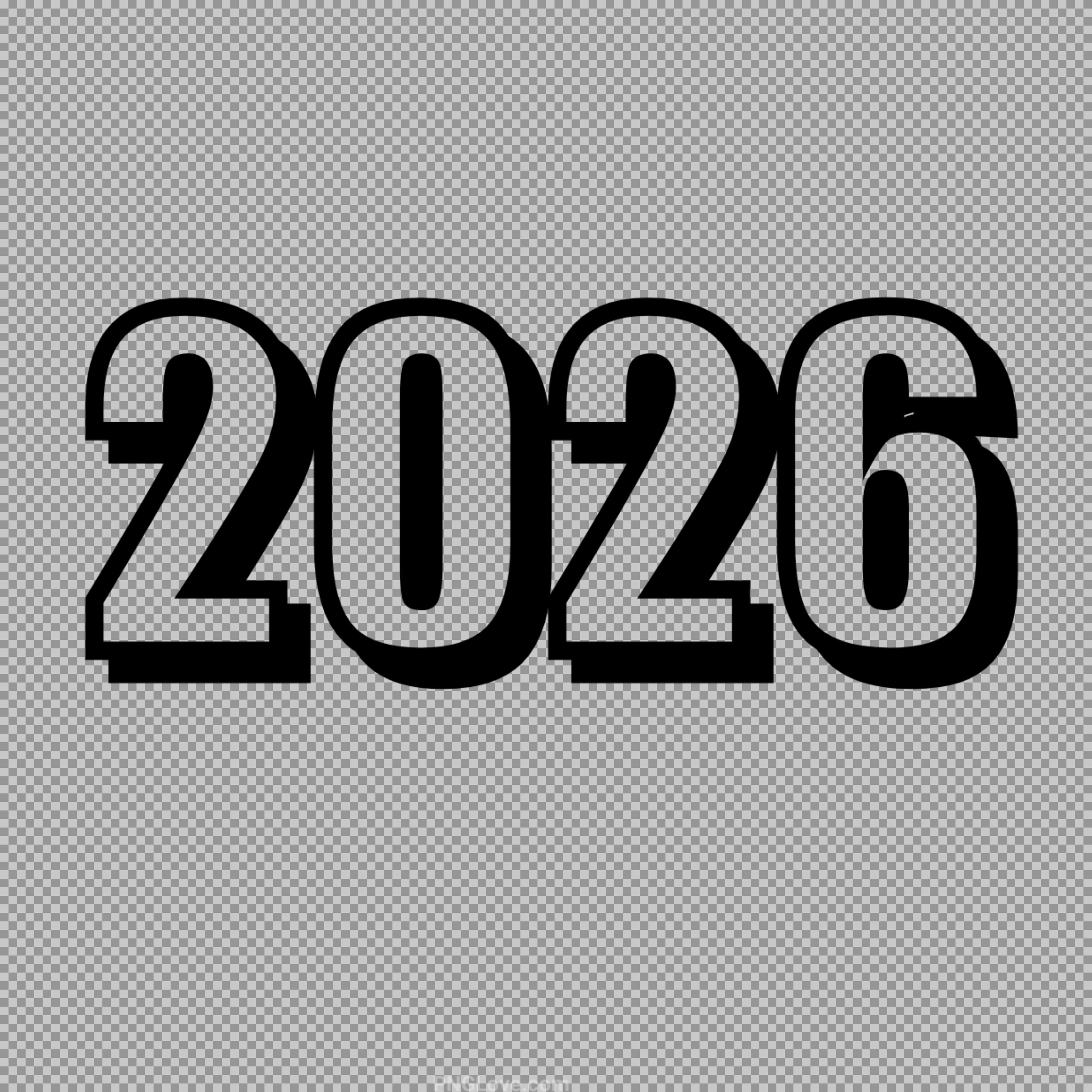 2026 Bold Typography PNG - New Year & Graduation Clipart