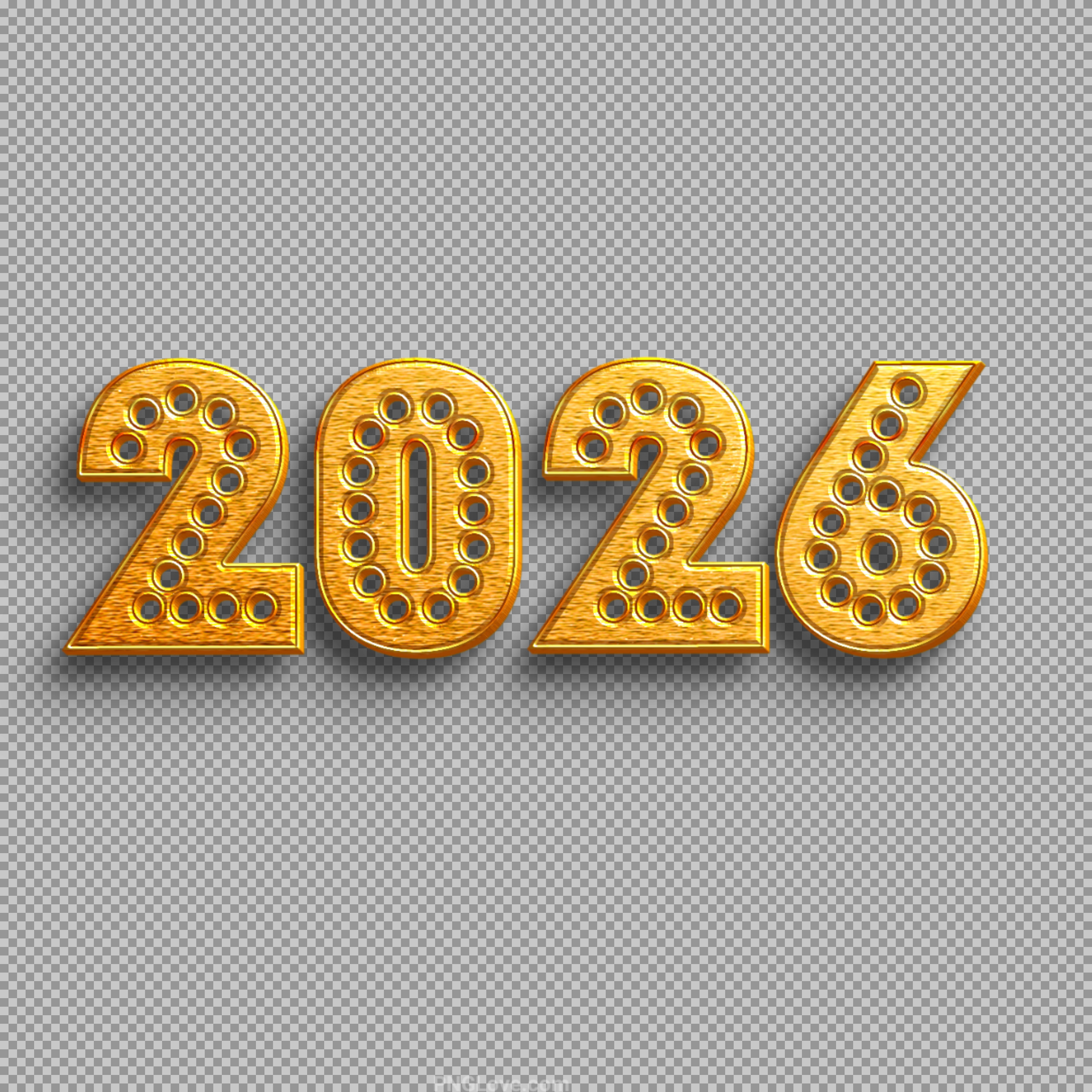 2026 Gold Numbers PNG – Shiny New Year Text on Black