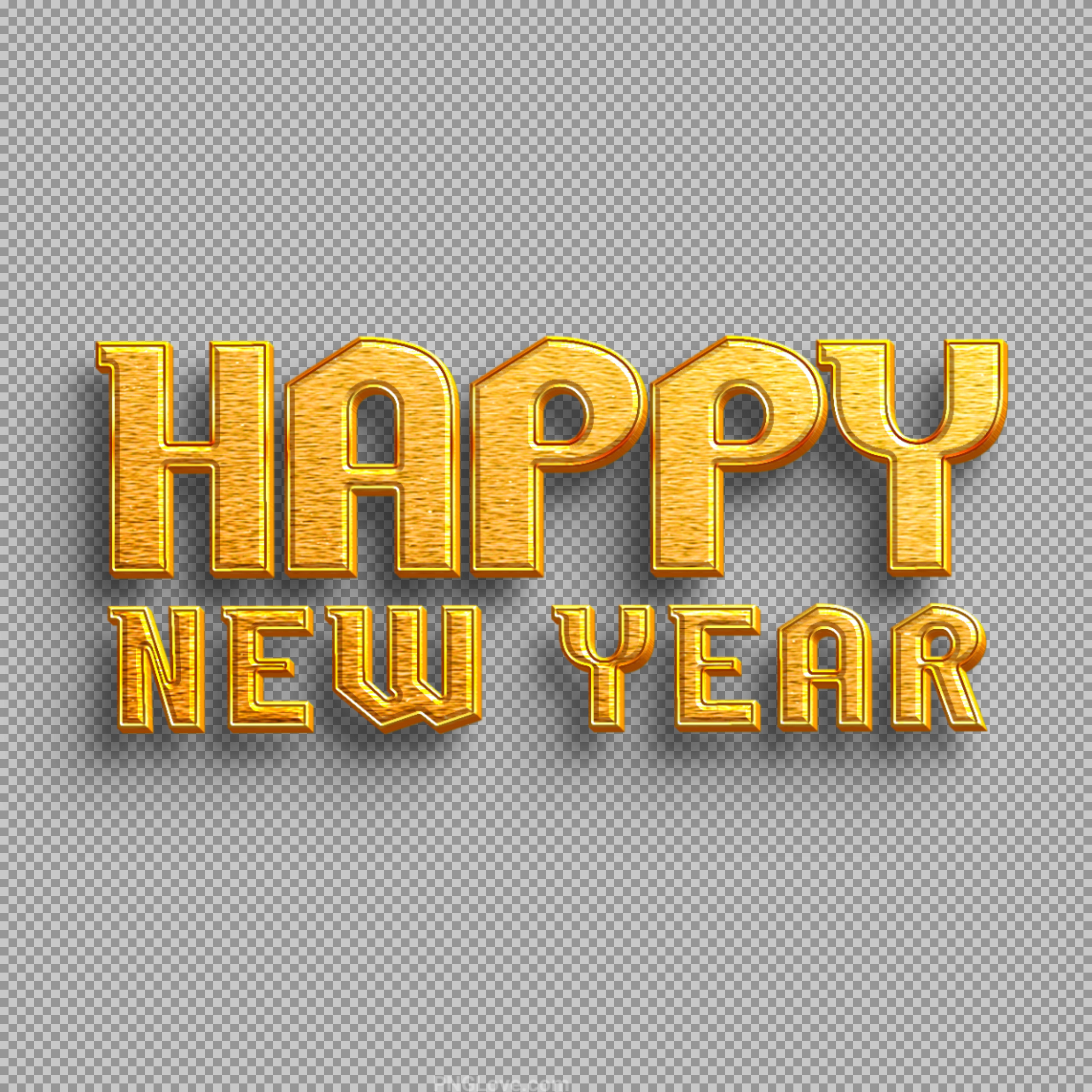 Happy New Year Gold Text PNG – Shiny 3D Lettering...