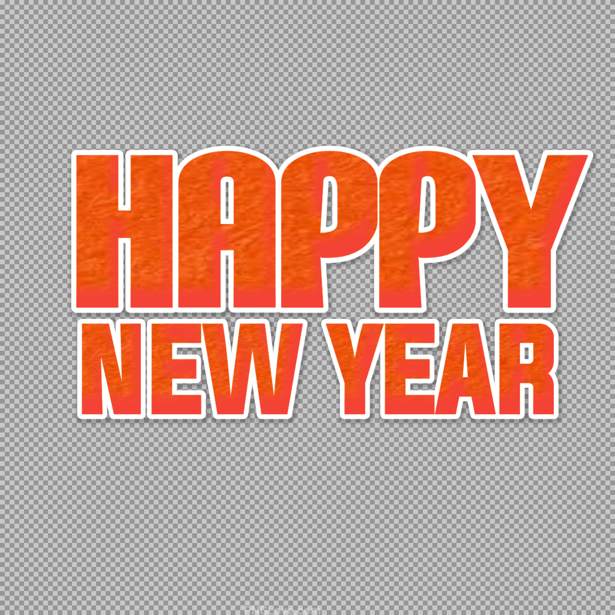 Happy New Year Orange Text PNG – Bold Modern Greeting...