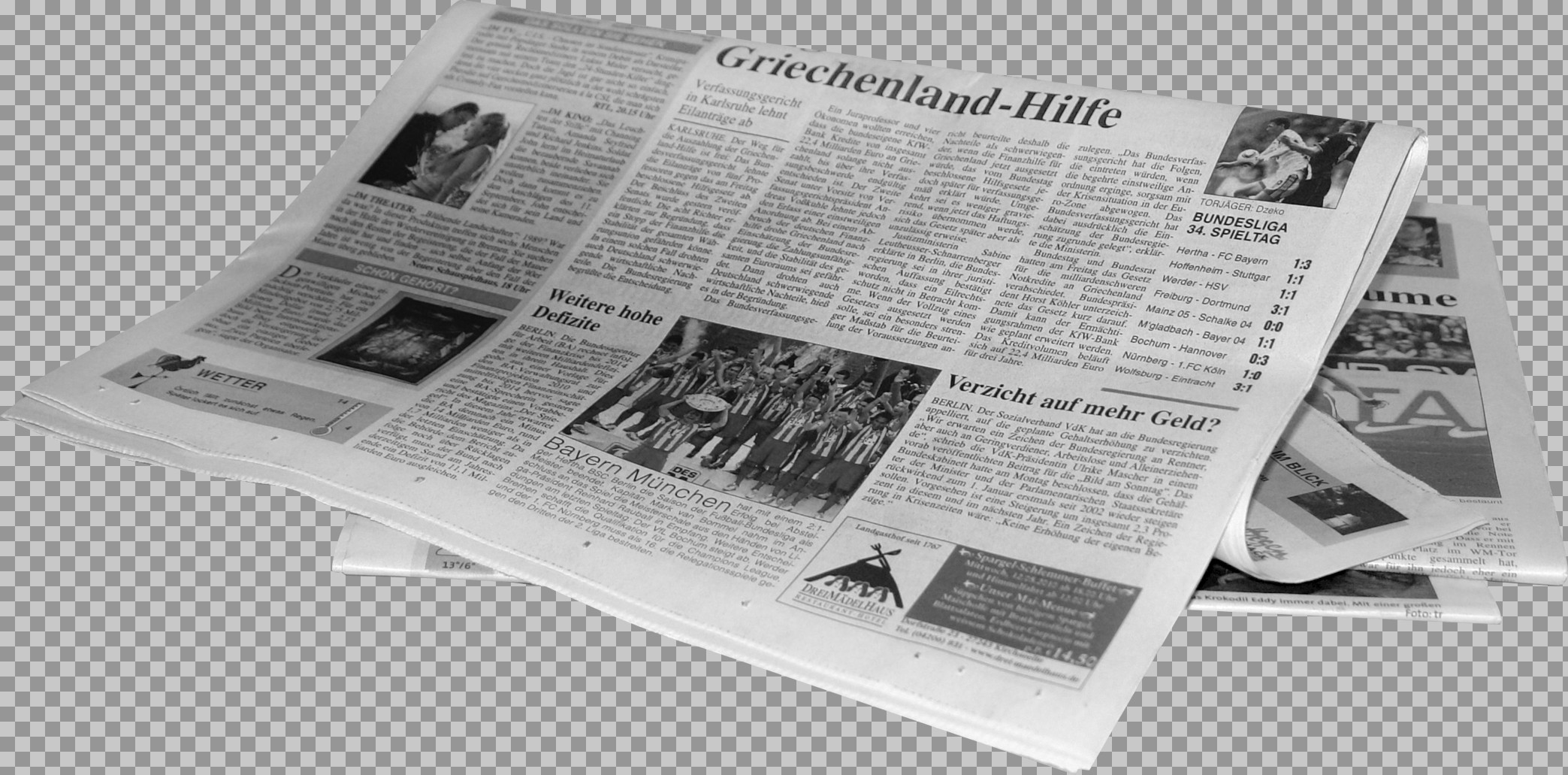 Folded Newspaper PNG | Black & White News Media Graphic...