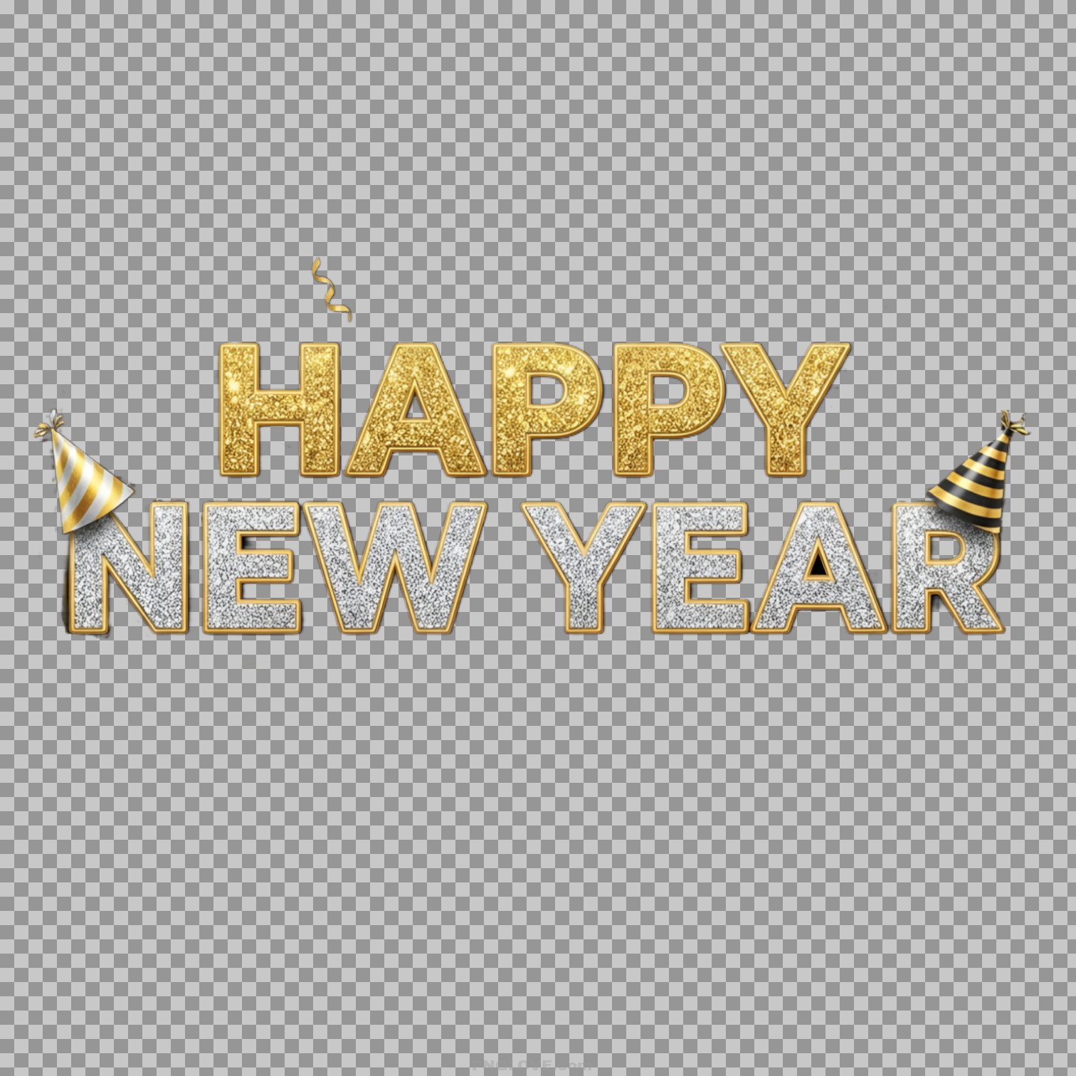 Happy New Year Gold and Silver Glitter PNG | Free Clipart...