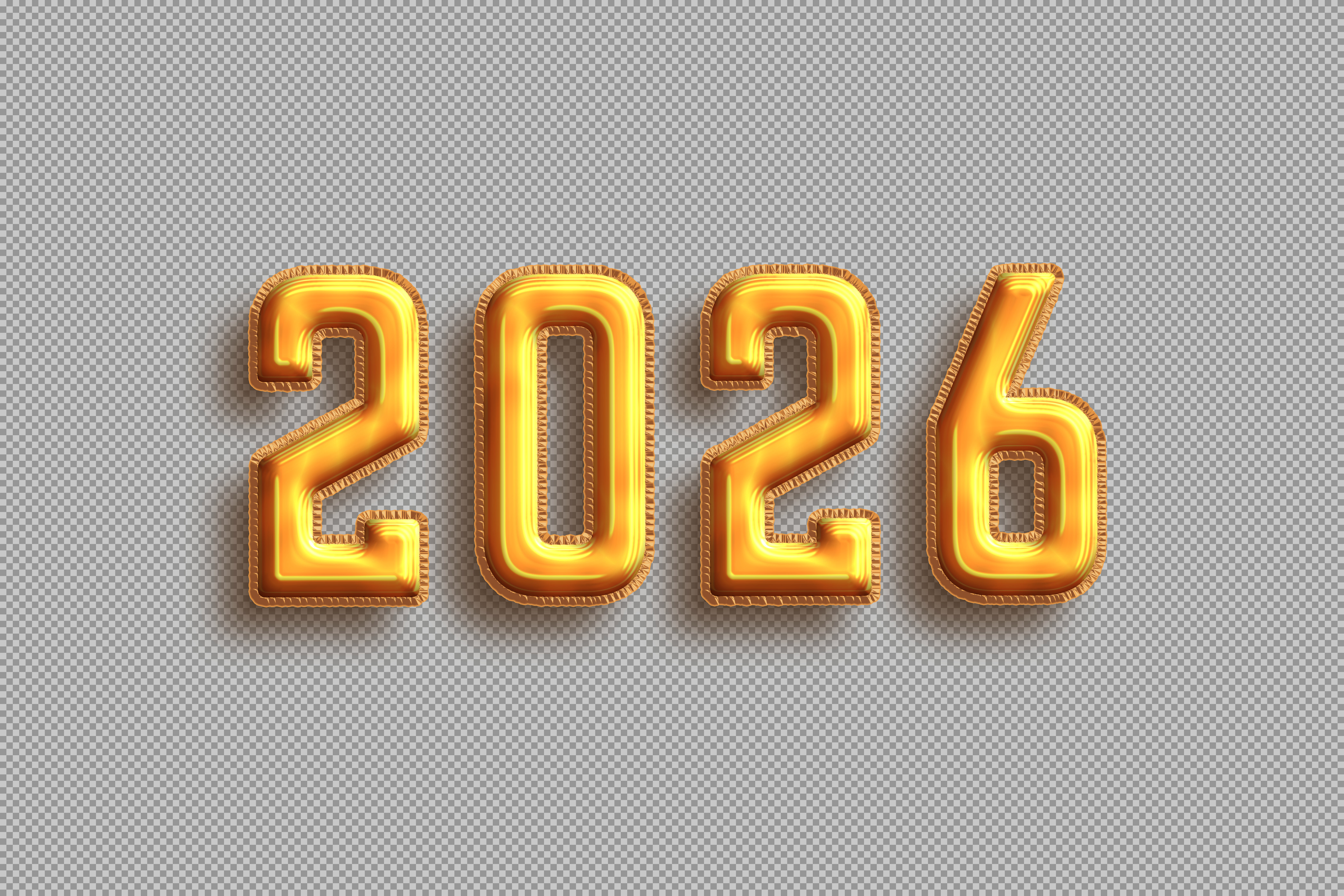 Golden 3D 2026 PNG | Happy New Year 2026 Number Text
