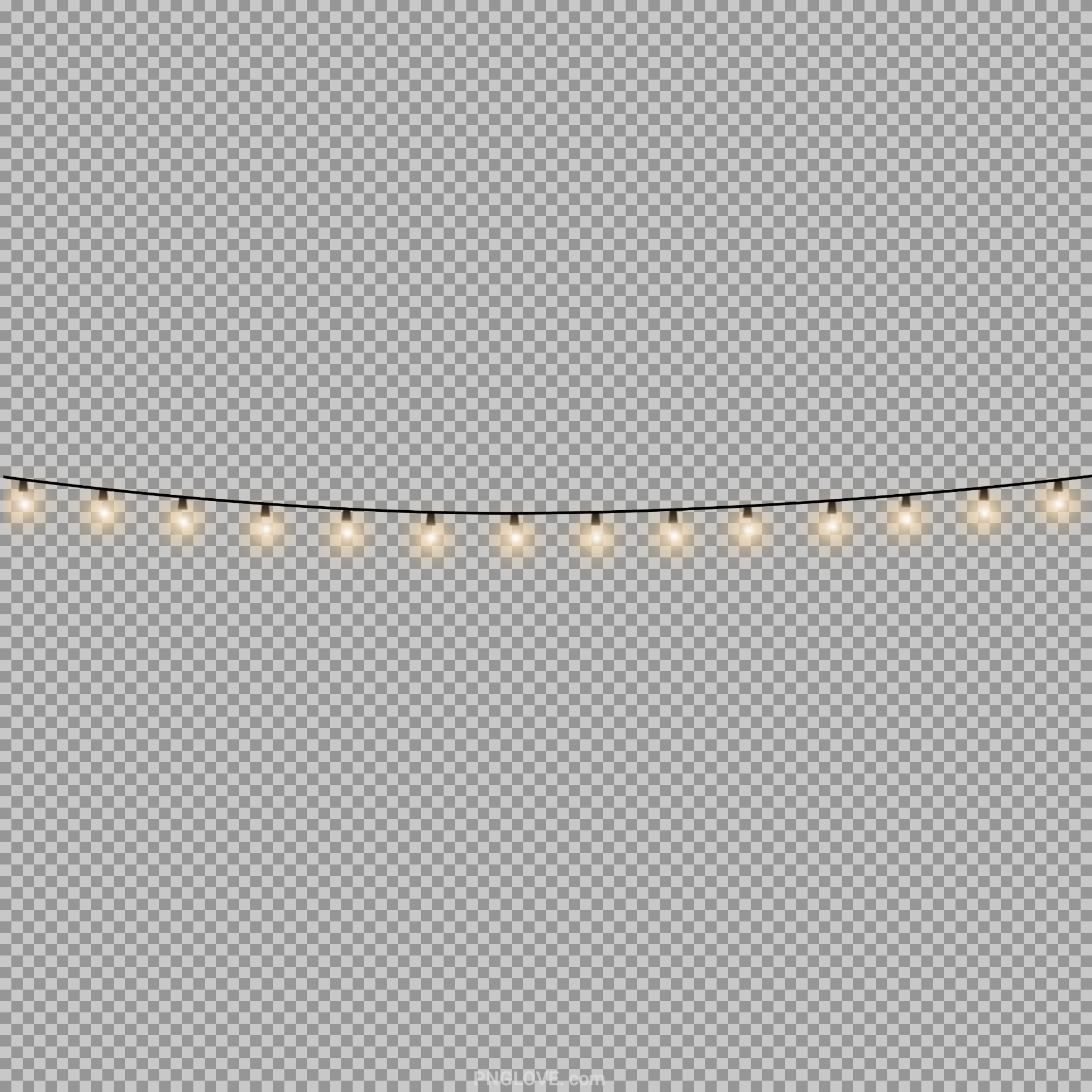 Golden String Lights PNG | Warm Festive Light Border